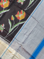 Brown Flower Design Handwoven Patola Silk Saree