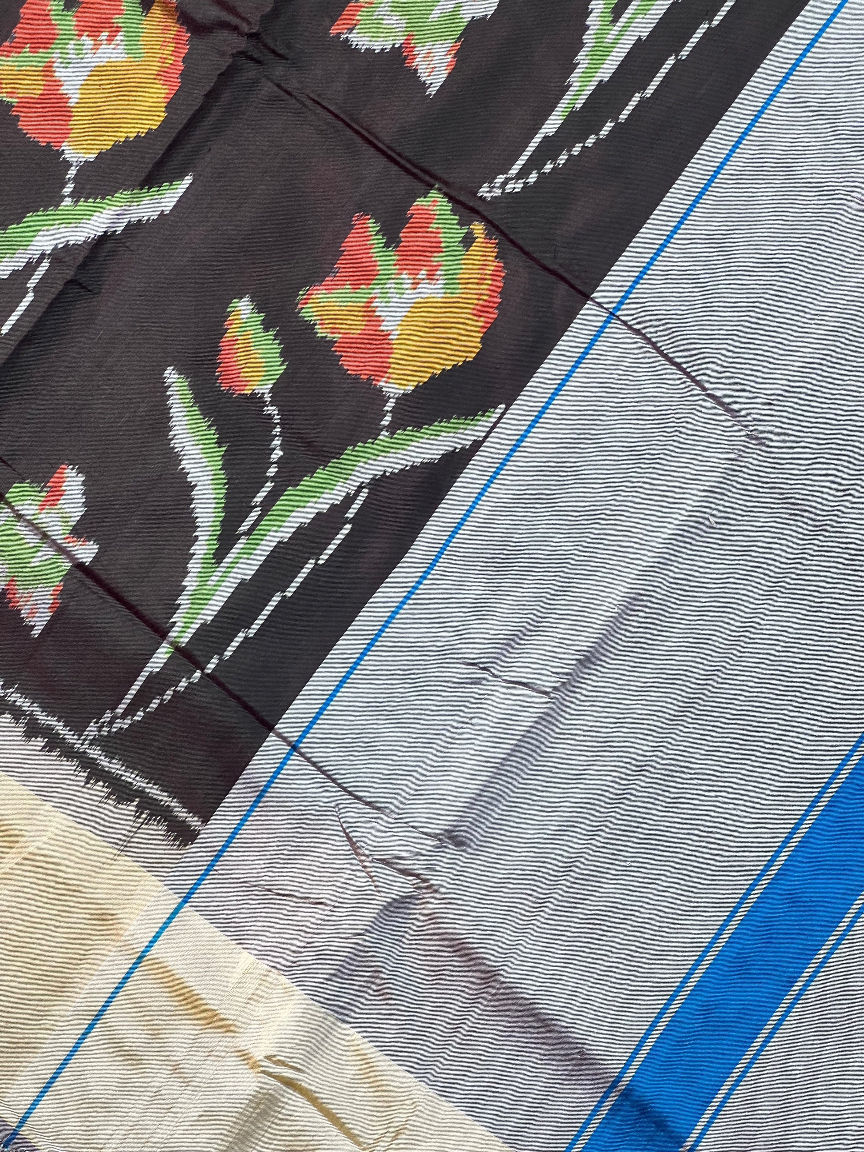 Brown Flower Design Handwoven Patola Silk Saree