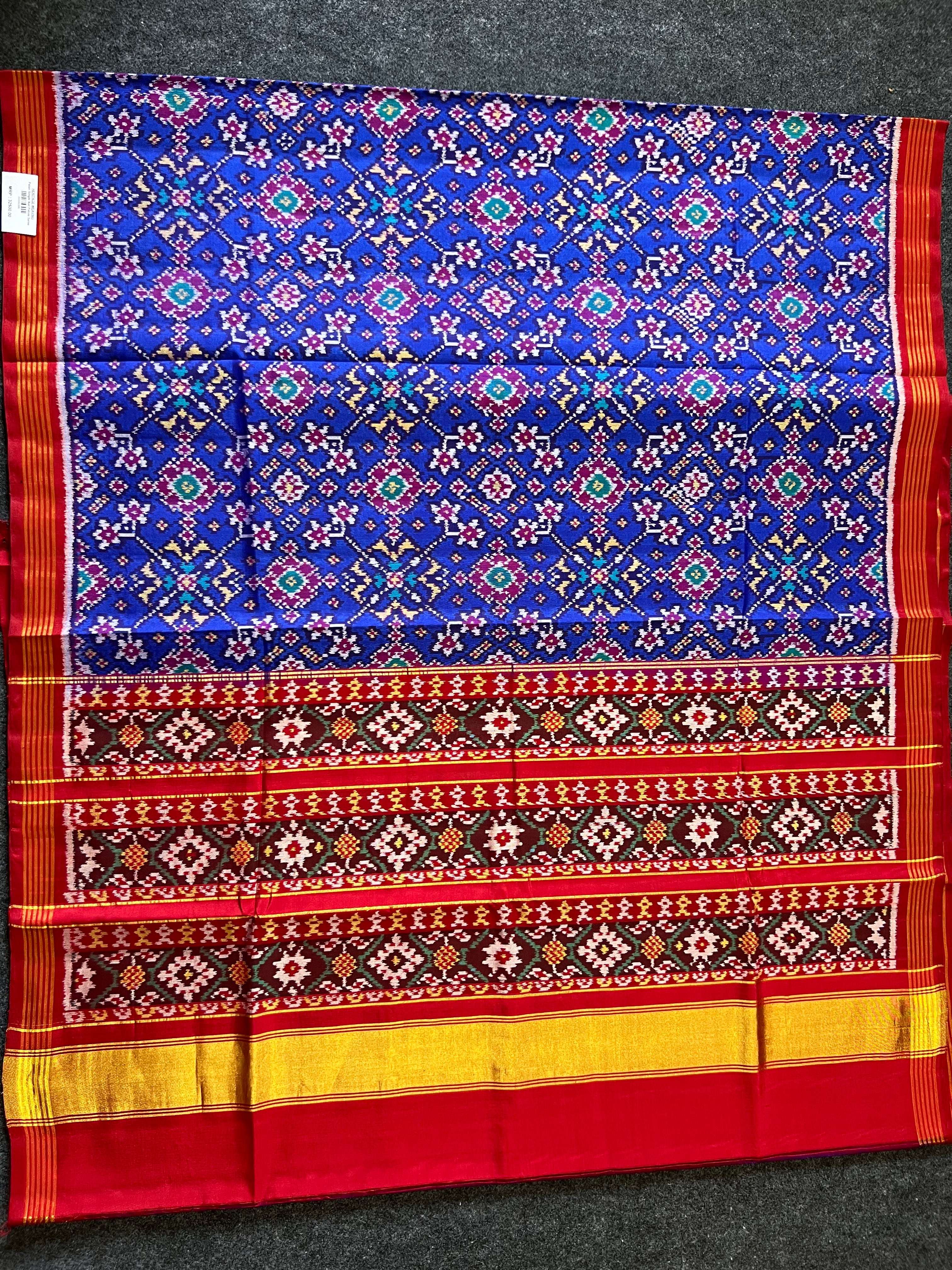 Blue Navratna Traditional Design Handwoven Patola Silk Saree
