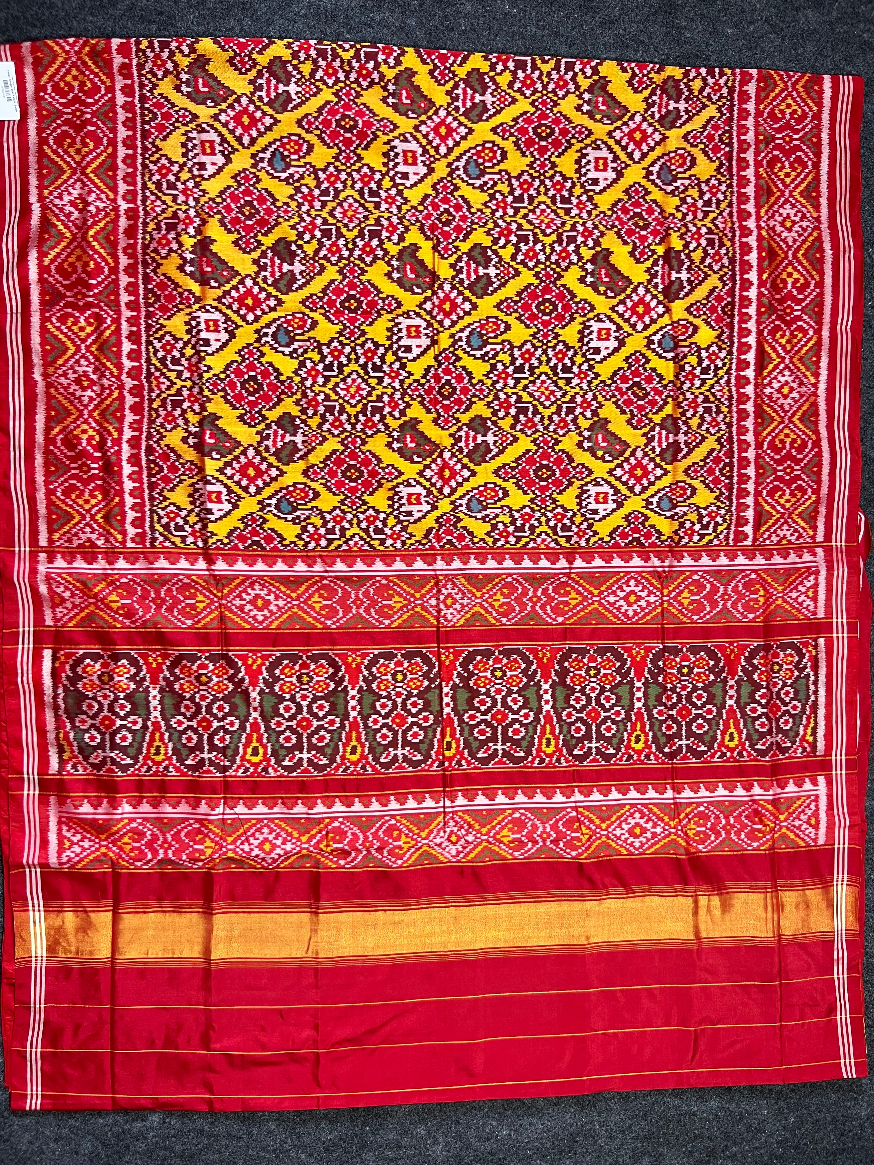 Yellow Fusion Design Handwoven Patola Silk Saree
