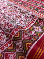 White Navratna Traditional Design Handwoven Patola Silk Saree