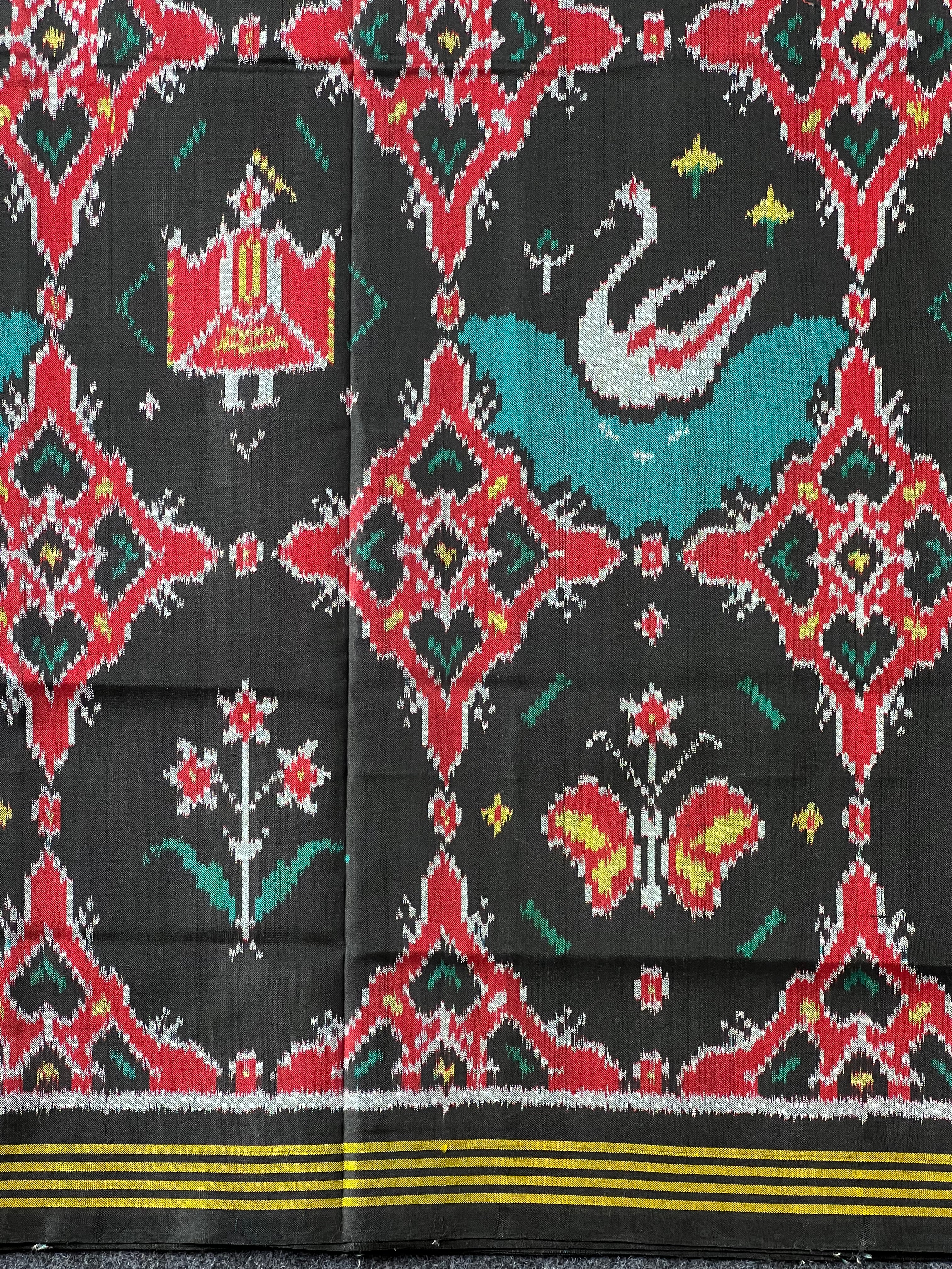 Black Motif Design Handwoven Patola Silk Saree