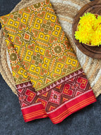 Yellow Manekchowk Design Handwoven Patola Dupatta