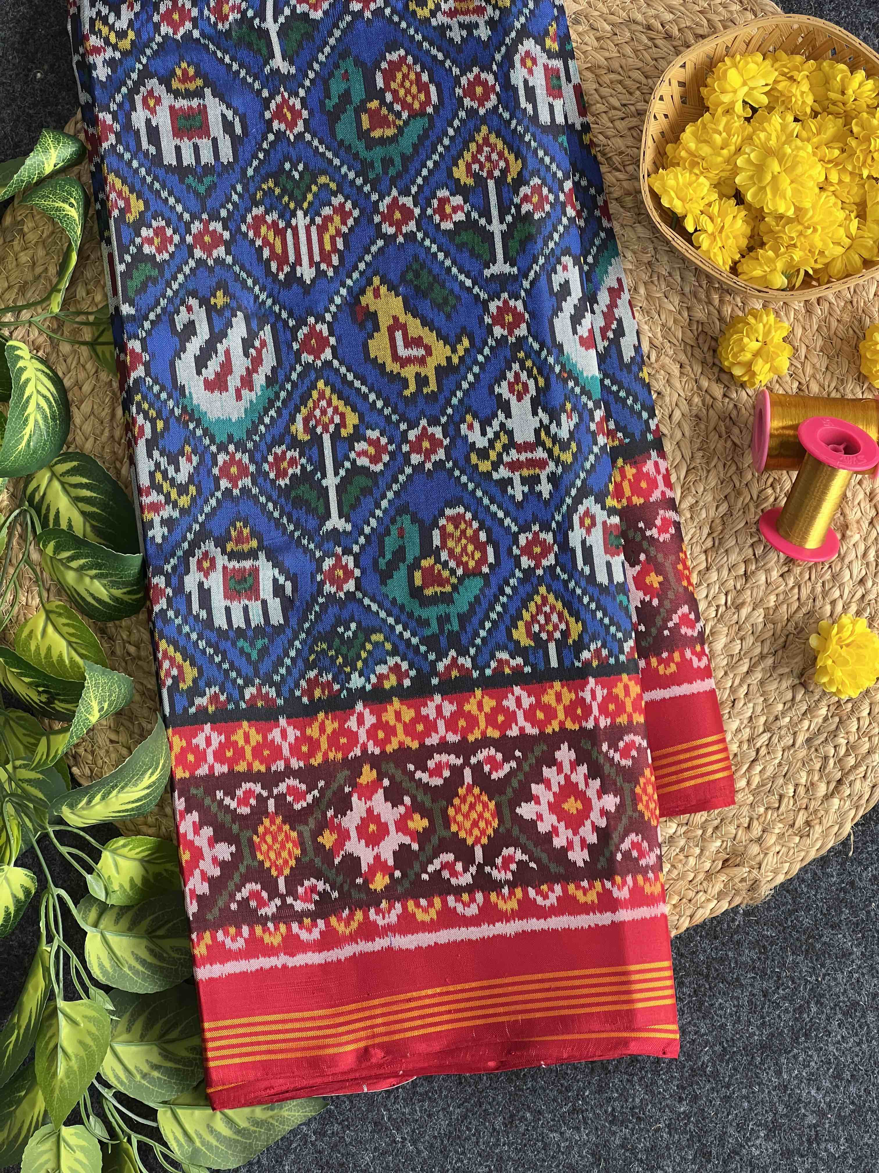 Blue Narikunj Design Handwoven Patola Silk Saree Main image