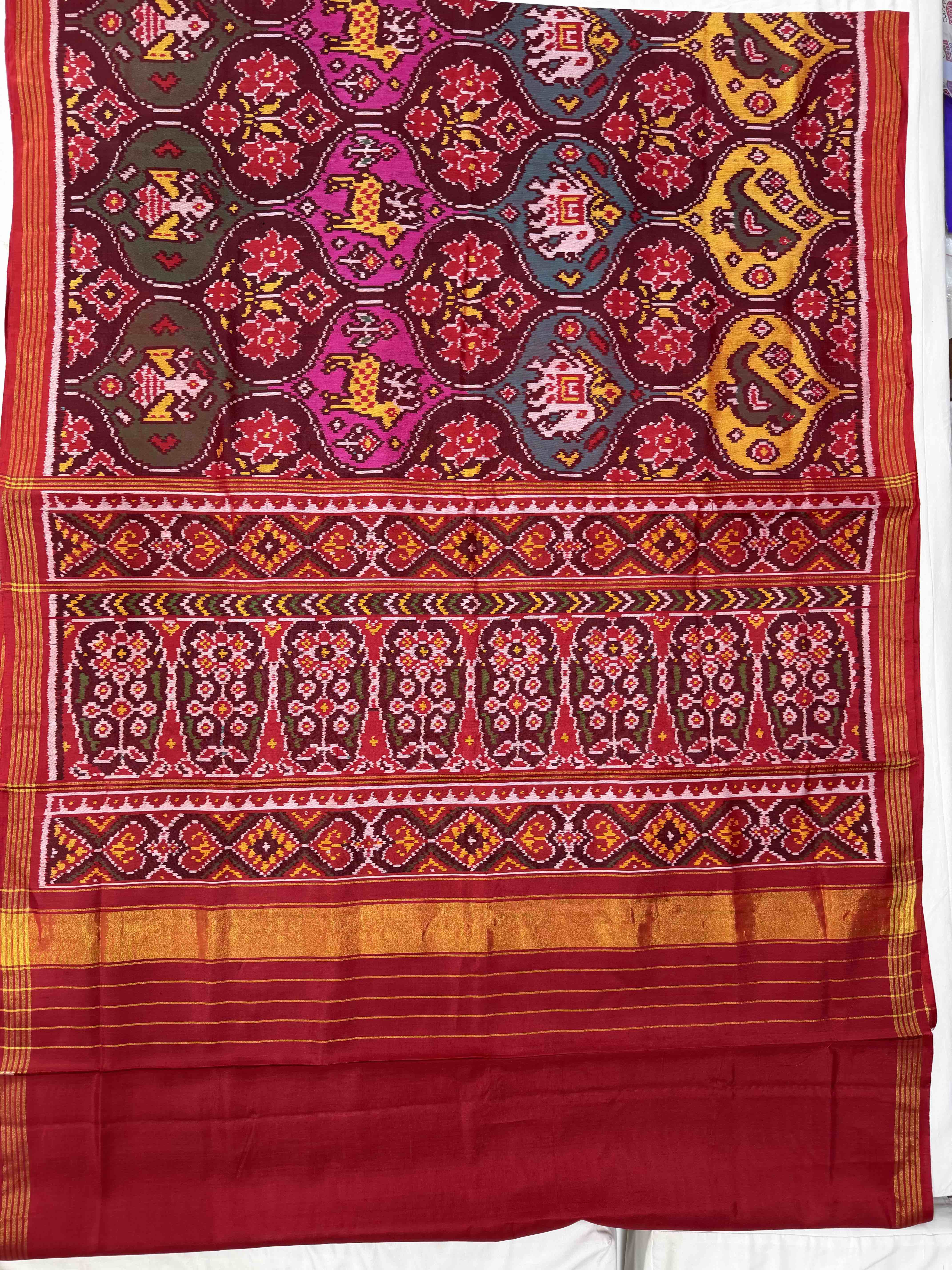 Multi Color Motifs Design Handwoven Patola Silk Saree Secondary image