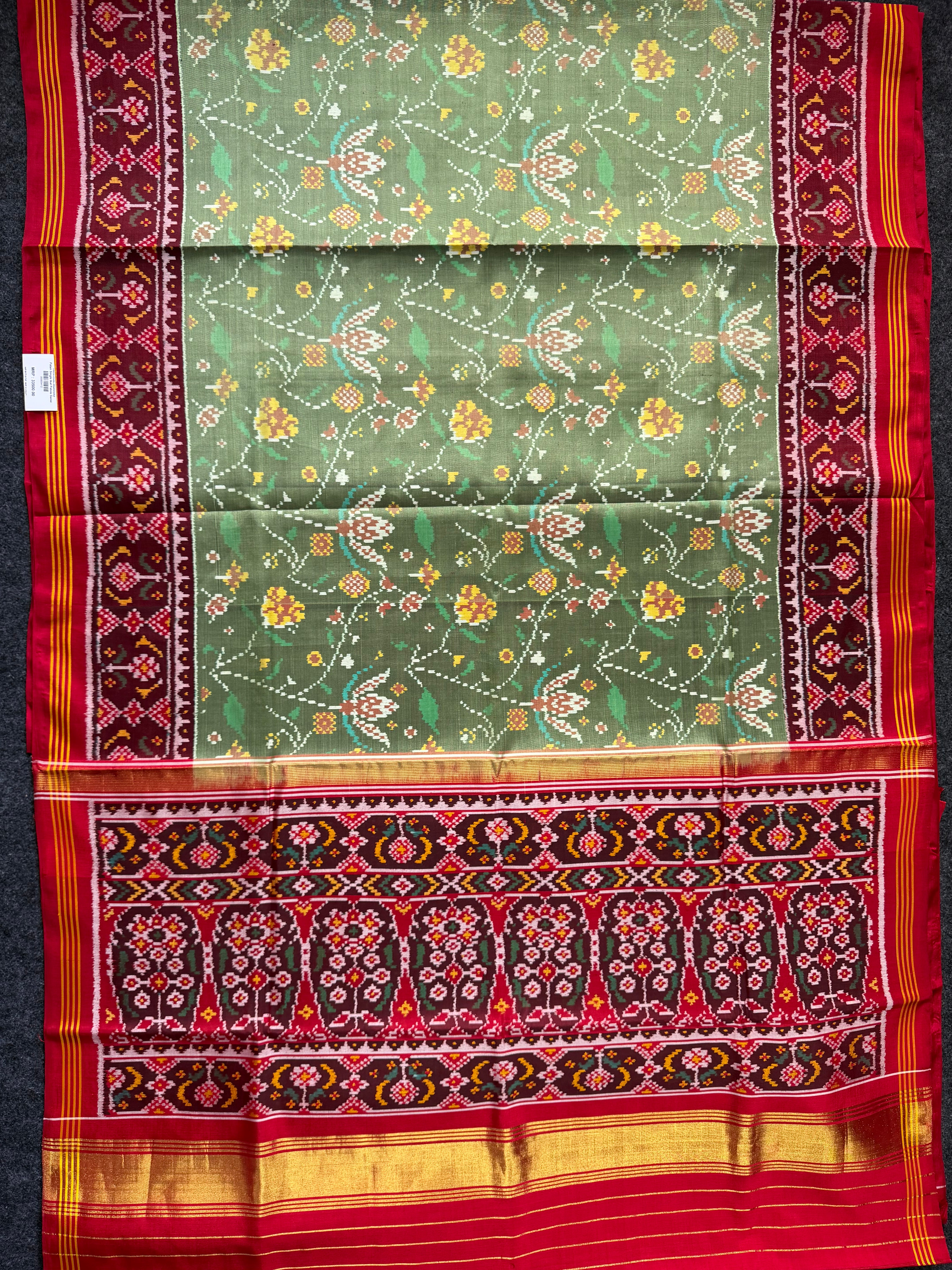 Fancy Design With Pista Color  Handwoven Patola Silk Saree Secondary image