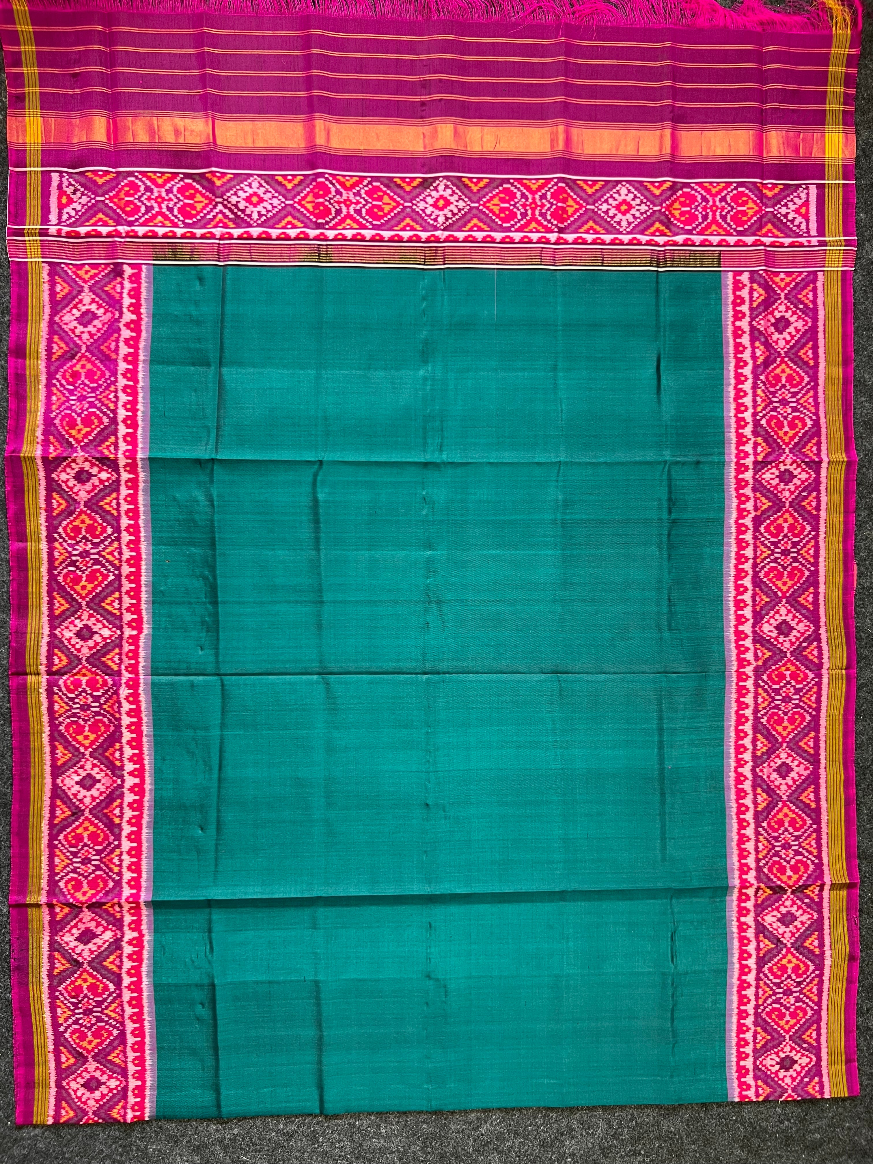 Plain Gala Border Handwoven Patola Dupatta