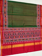 Green Gala Border With Designer Blouse Handwoven Patola Silk Saree