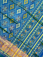 Royal Blue Pan-Chanda Traditional Design Handwoven Patola Silk Saree