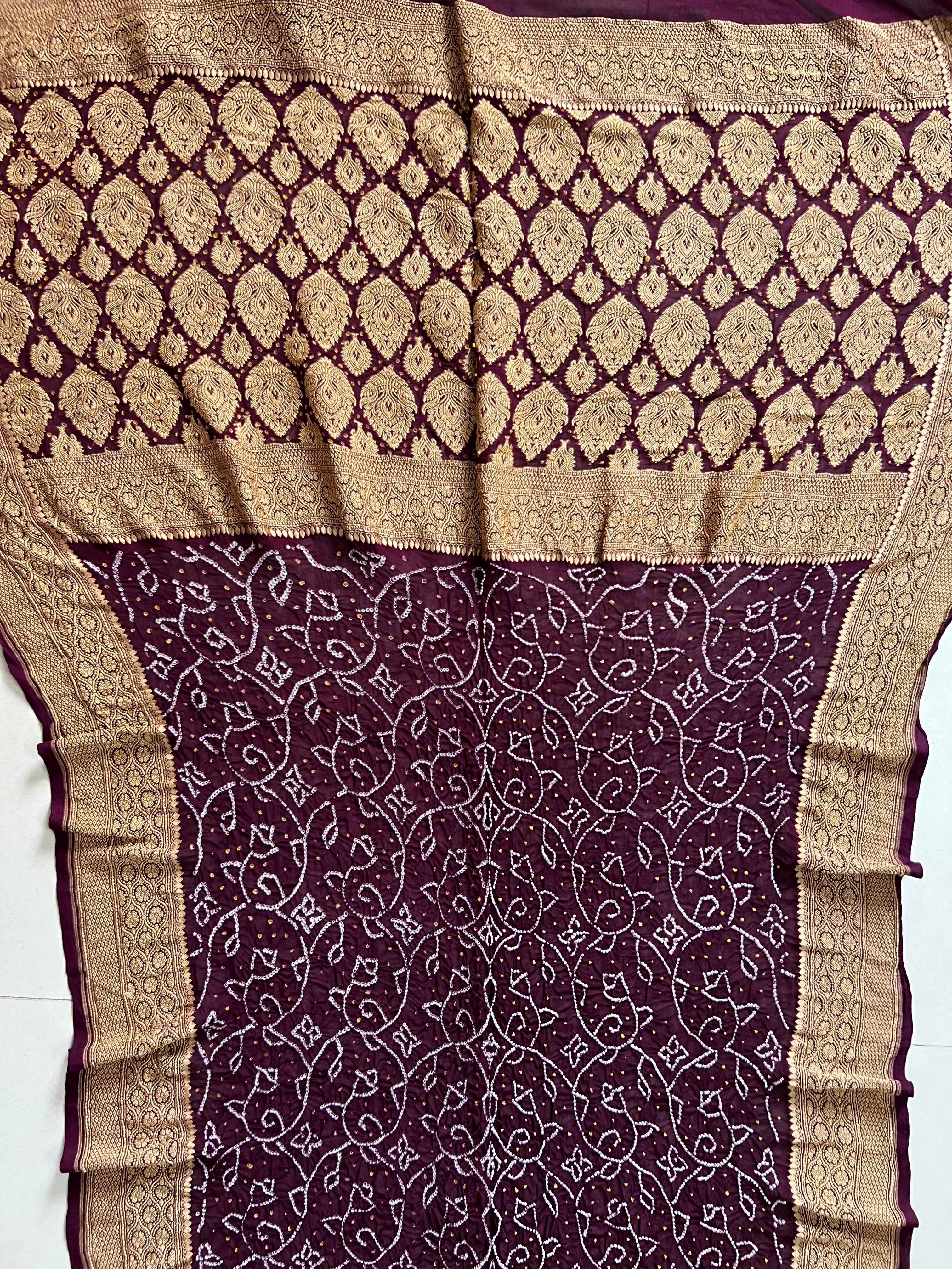 Georgette Heavy Rai Bandhej Saree