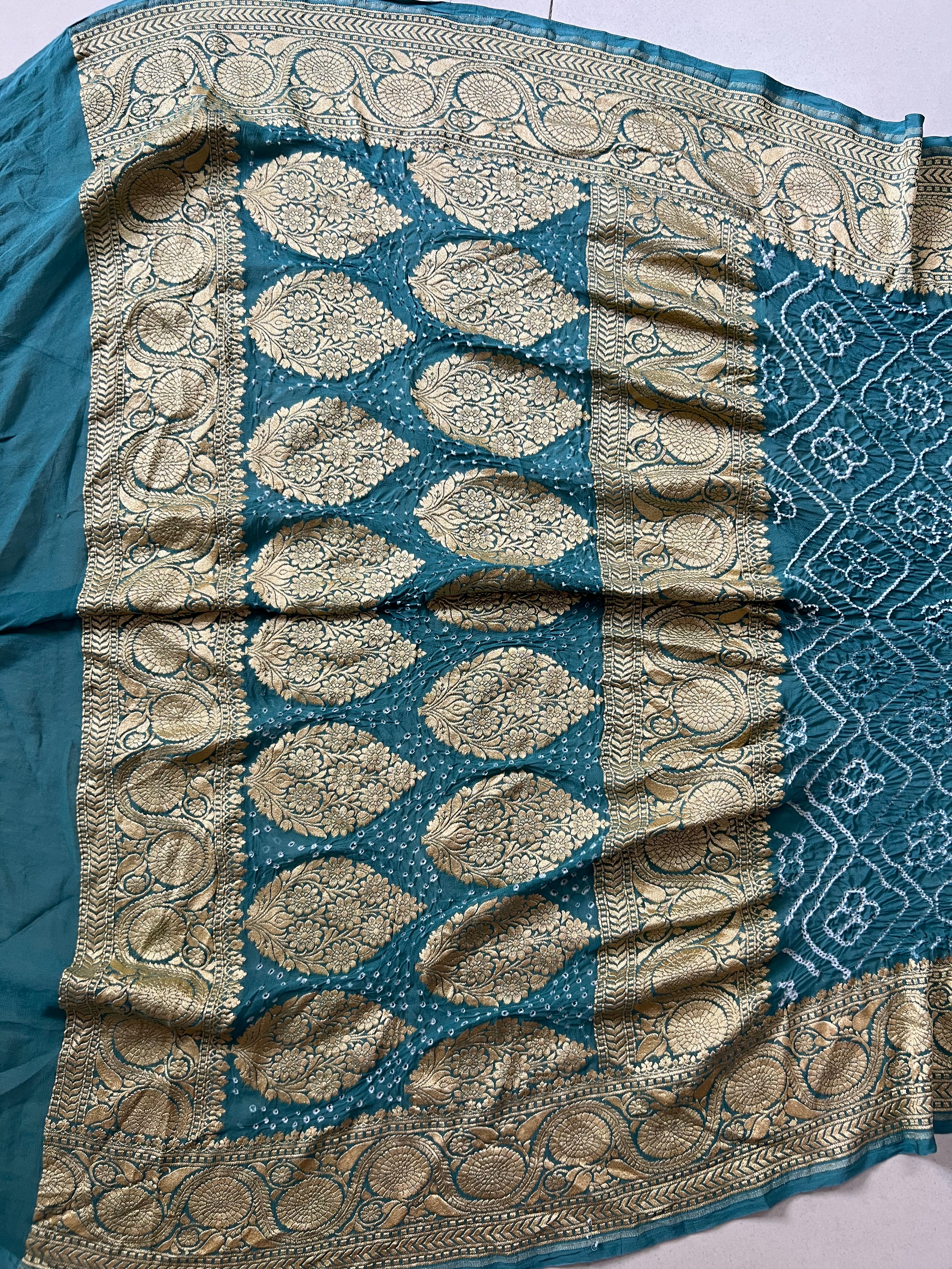 Georgette Heavy Rai Bandhej Saree