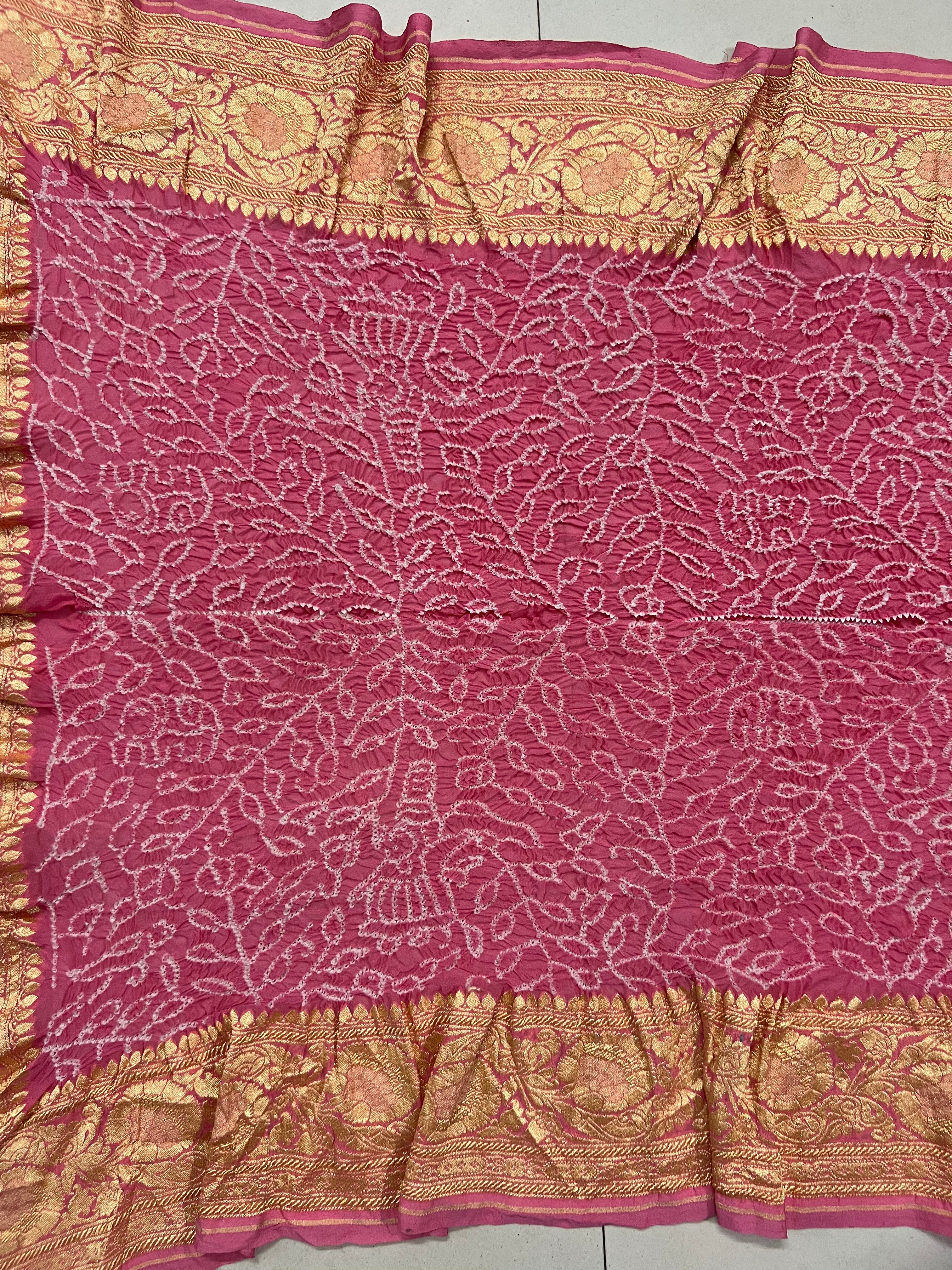 Georgette Heavy Rai Bandhej Saree
