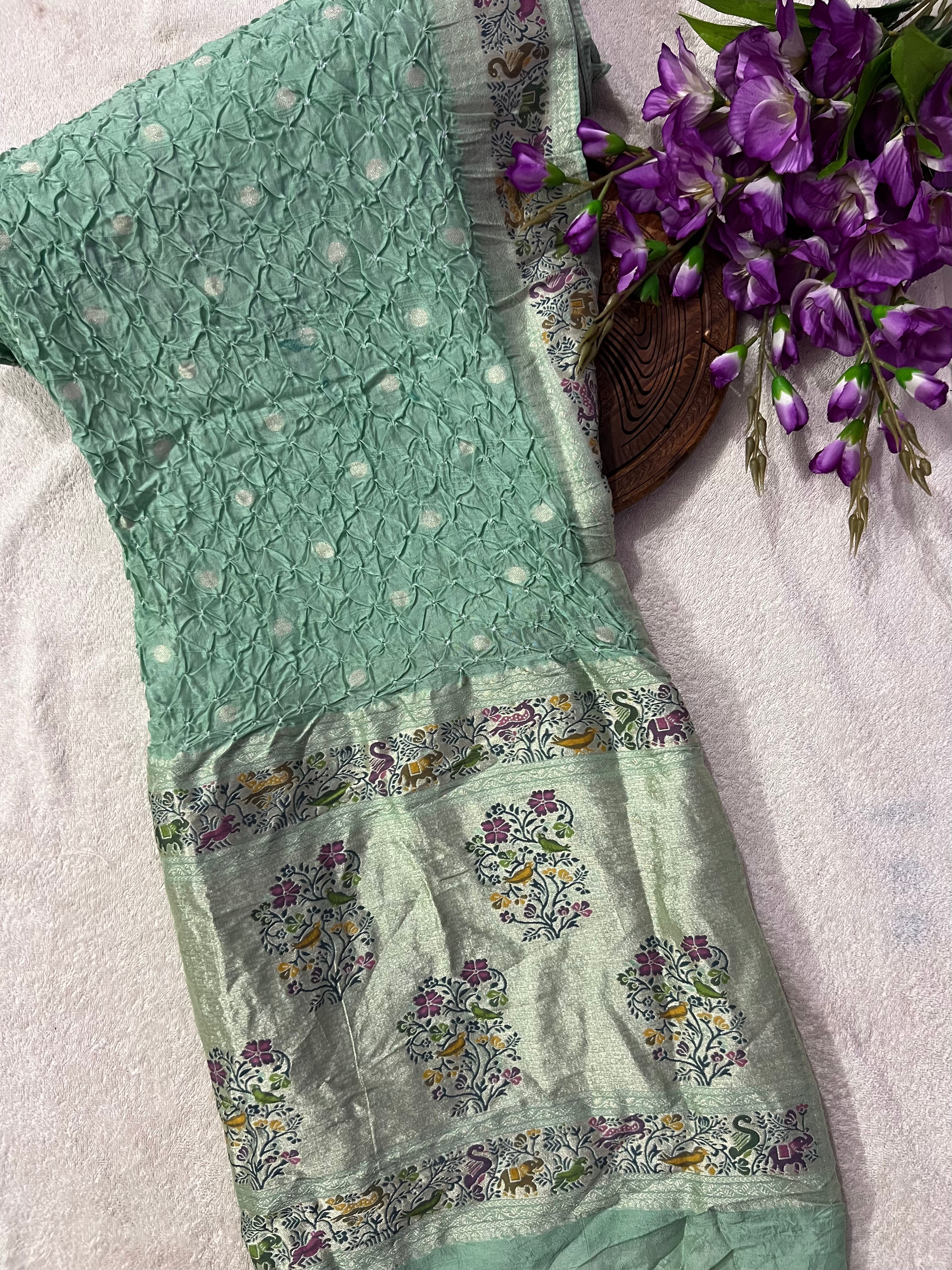 Tussar Bandhej Saree