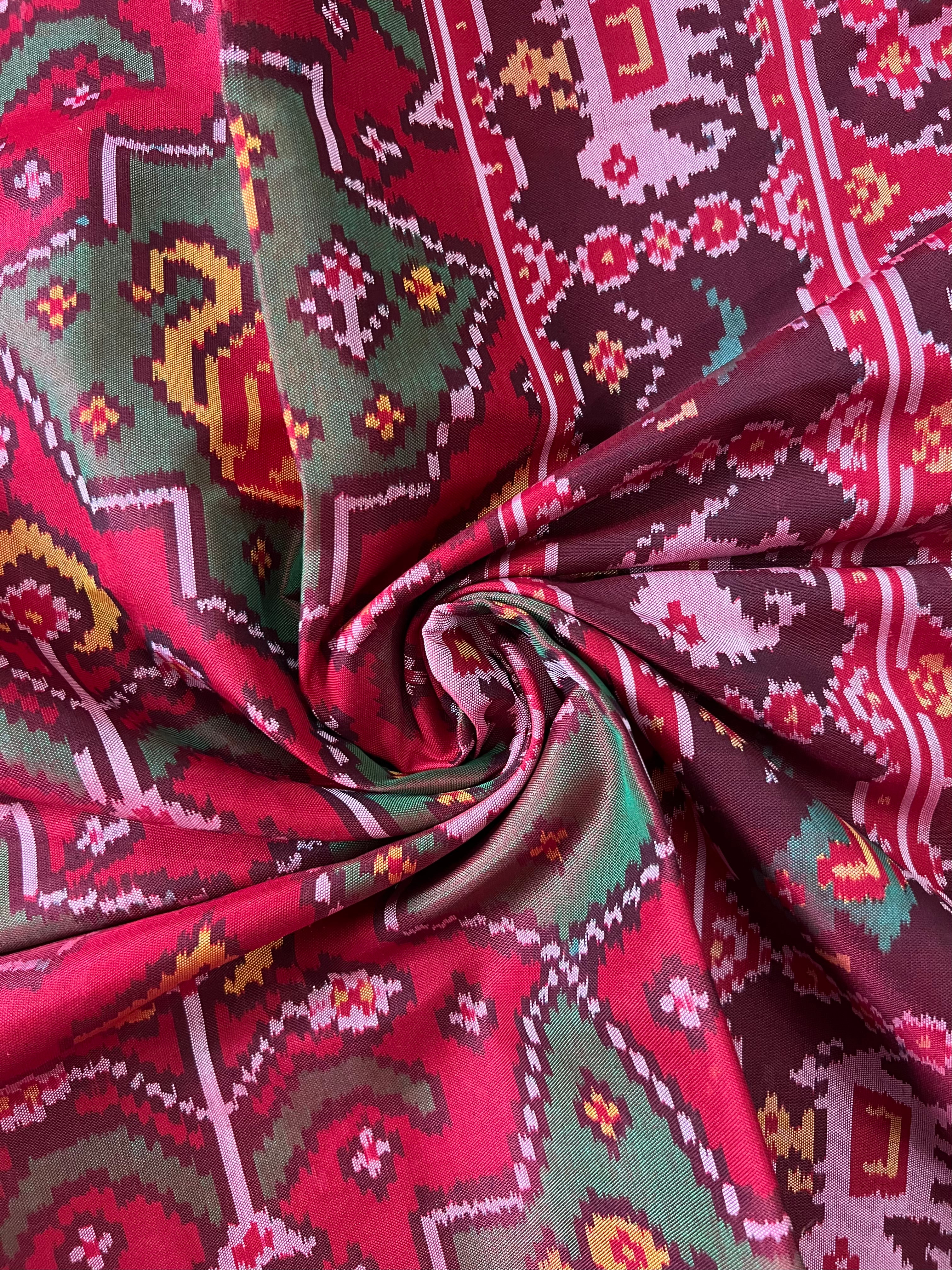 Handwoven Patola Silk Saree Elephant Designer