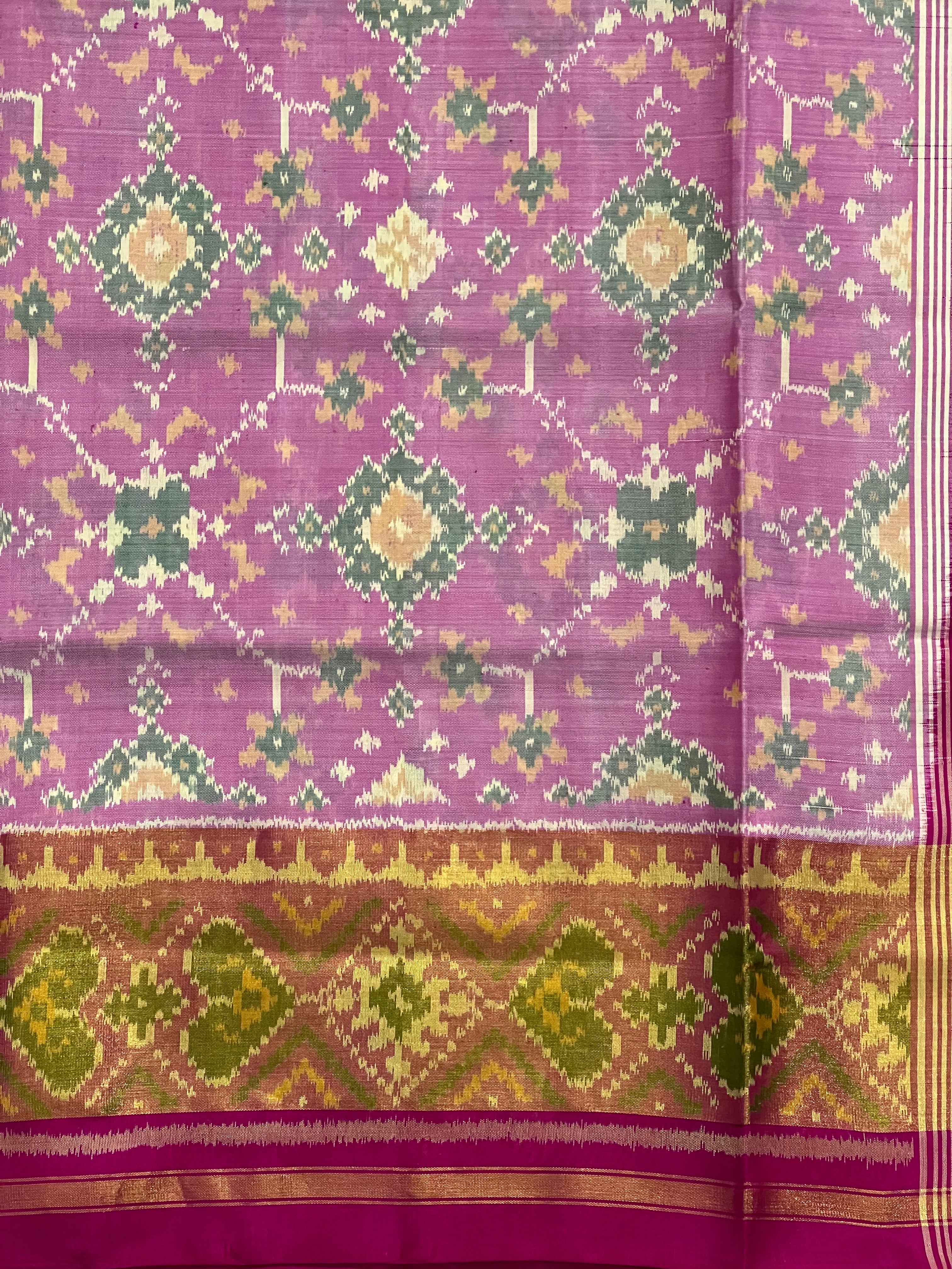 Baby pink navratna Handwoven Patola Silk Saree