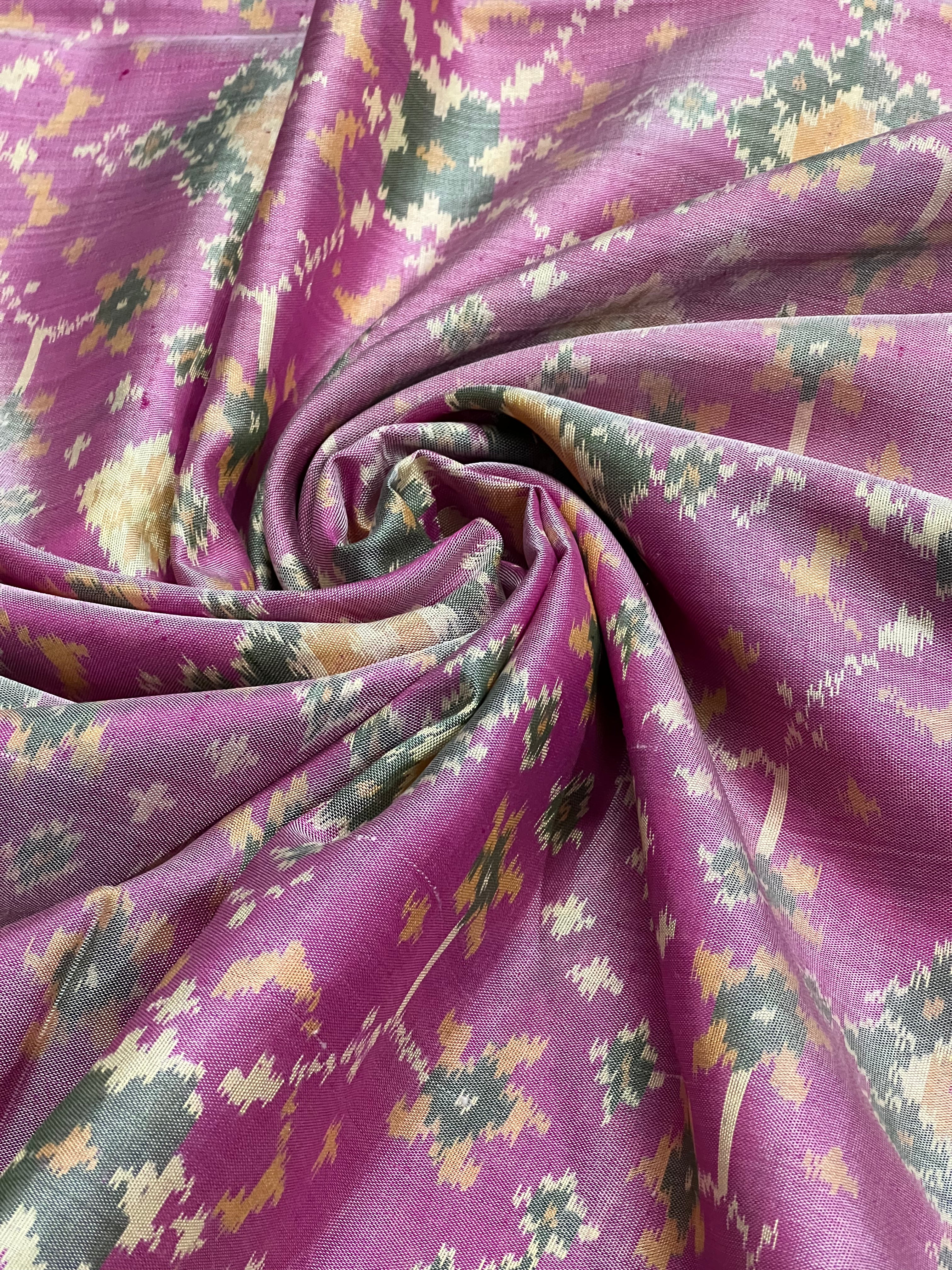 Baby pink navratna Handwoven Patola Silk Saree