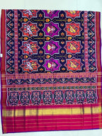 Twill Weaving Handwoven Patola Silk Saree Star Design