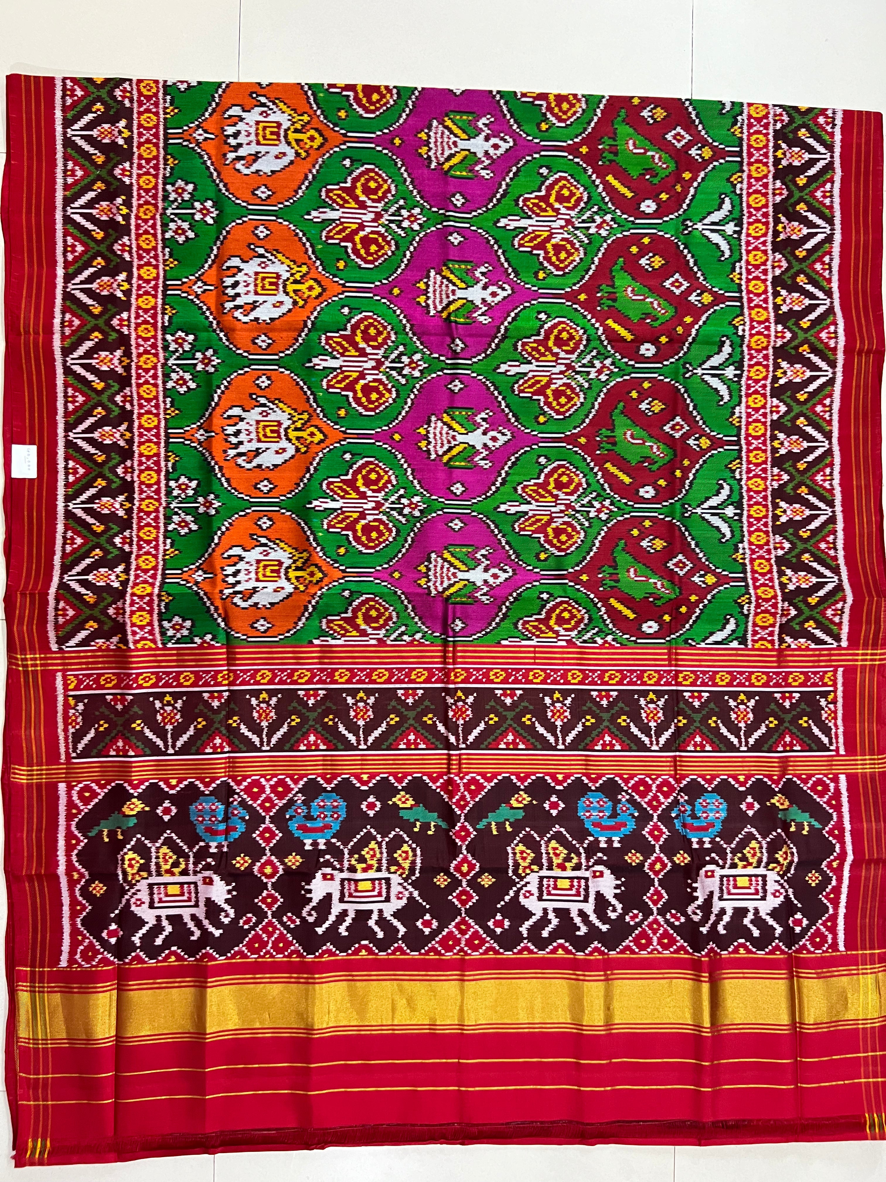 Twill Weaving Handwoven Patola Silk Saree