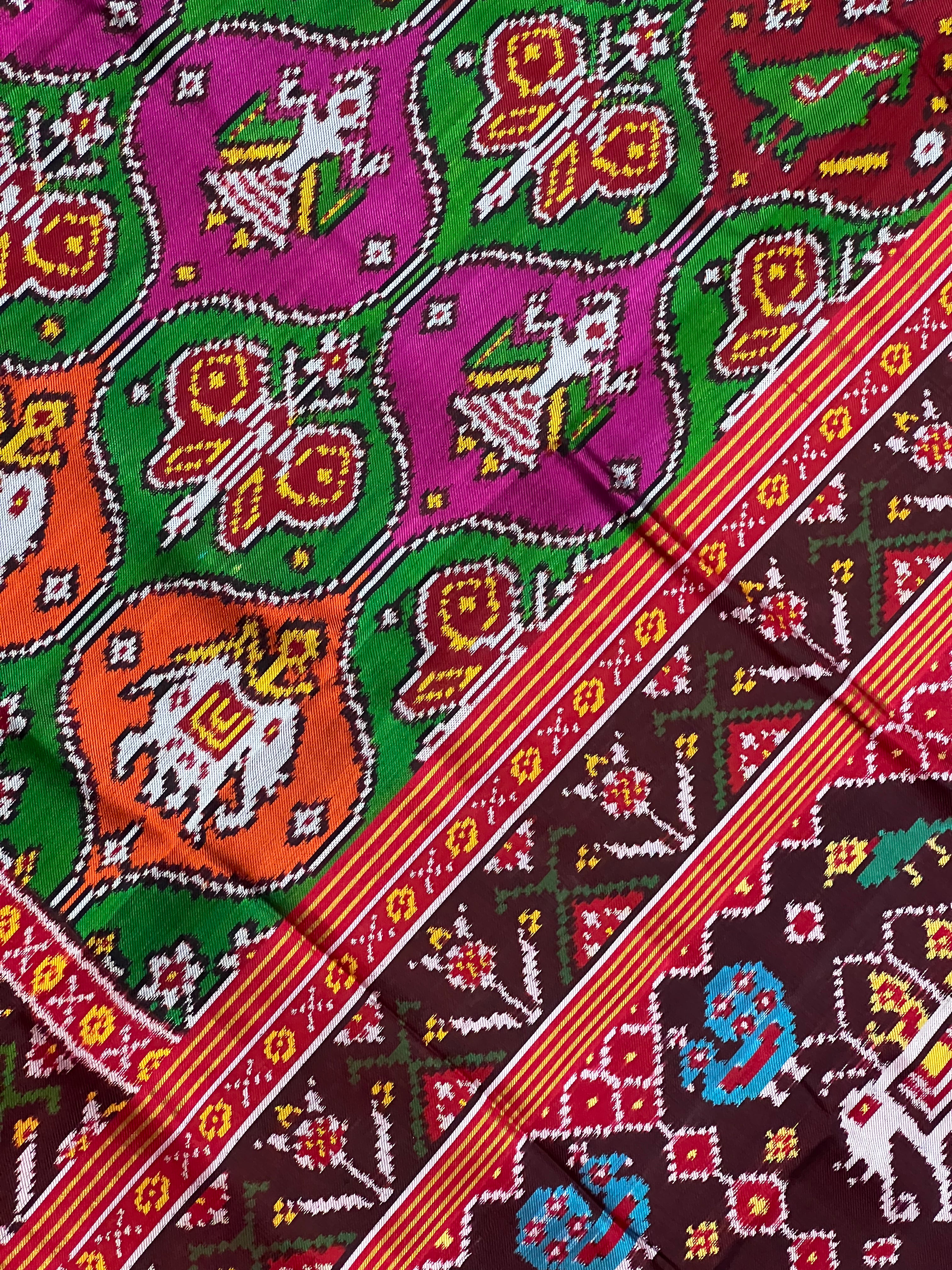 Twill Weaving Handwoven Patola Silk Saree