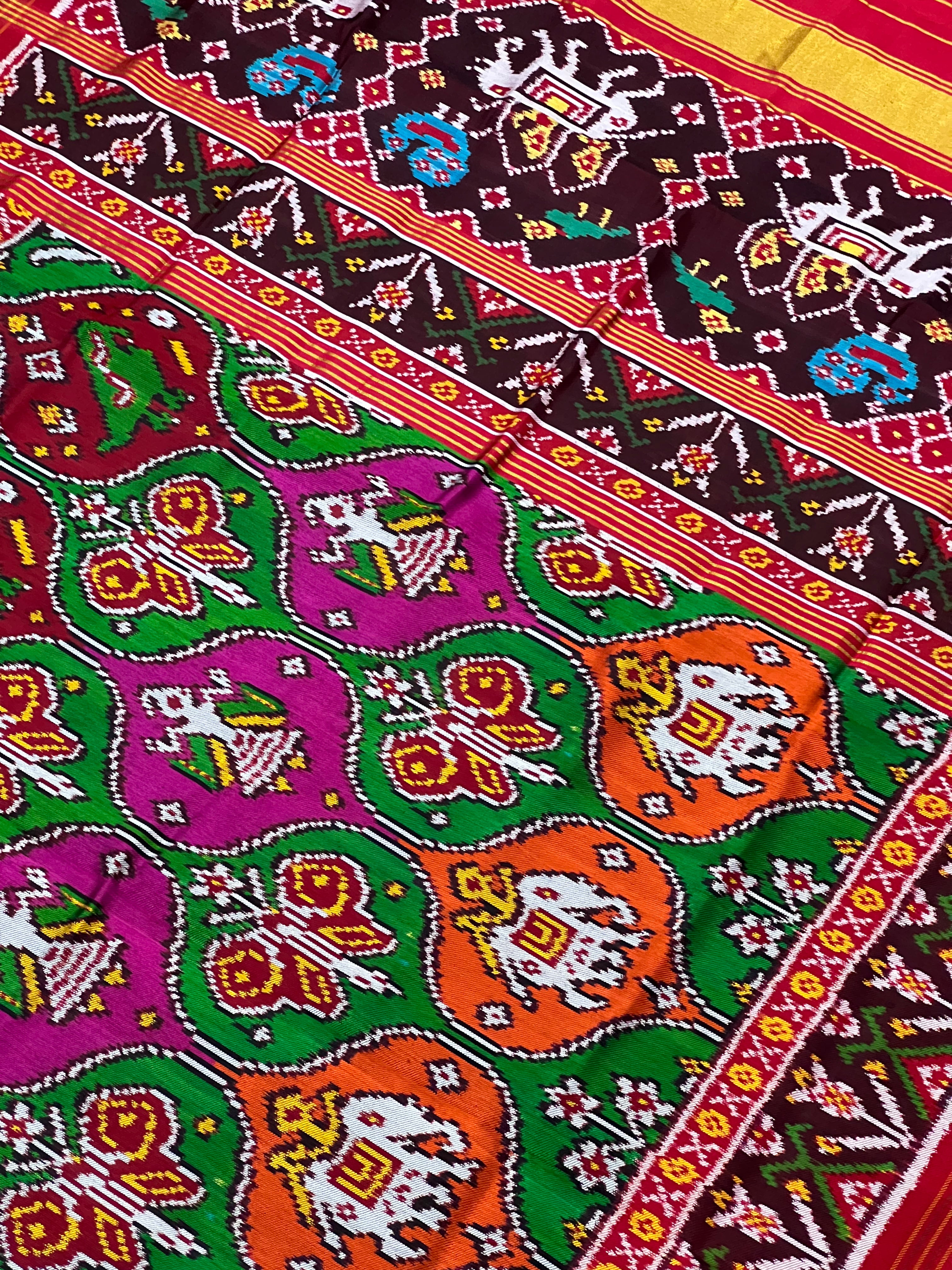 Twill Weaving Handwoven Patola Silk Saree