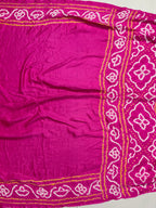 Gaji Silk Bandhej Saree Plain