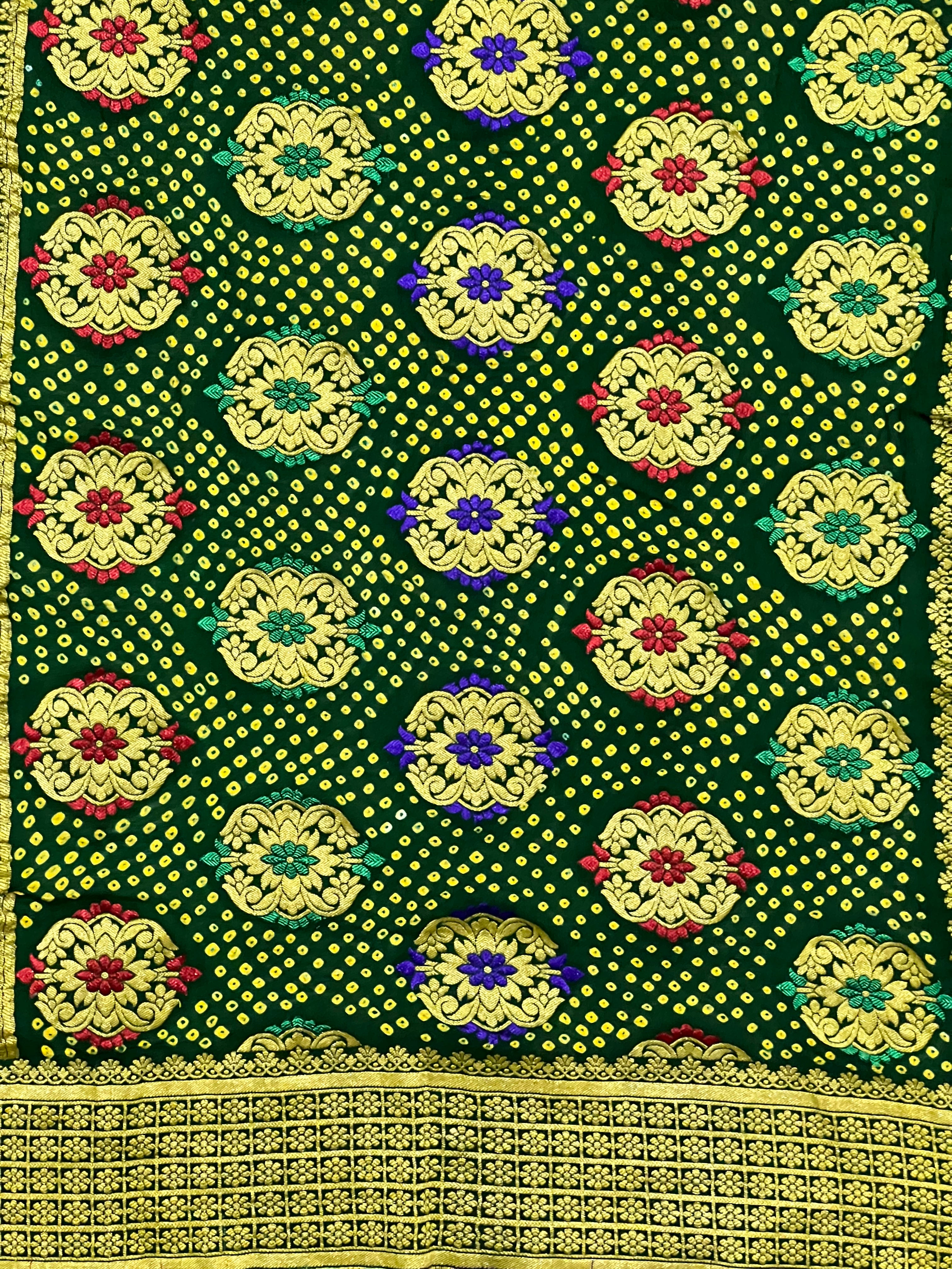 Georgette Minakari Handloom Bandhej Saree