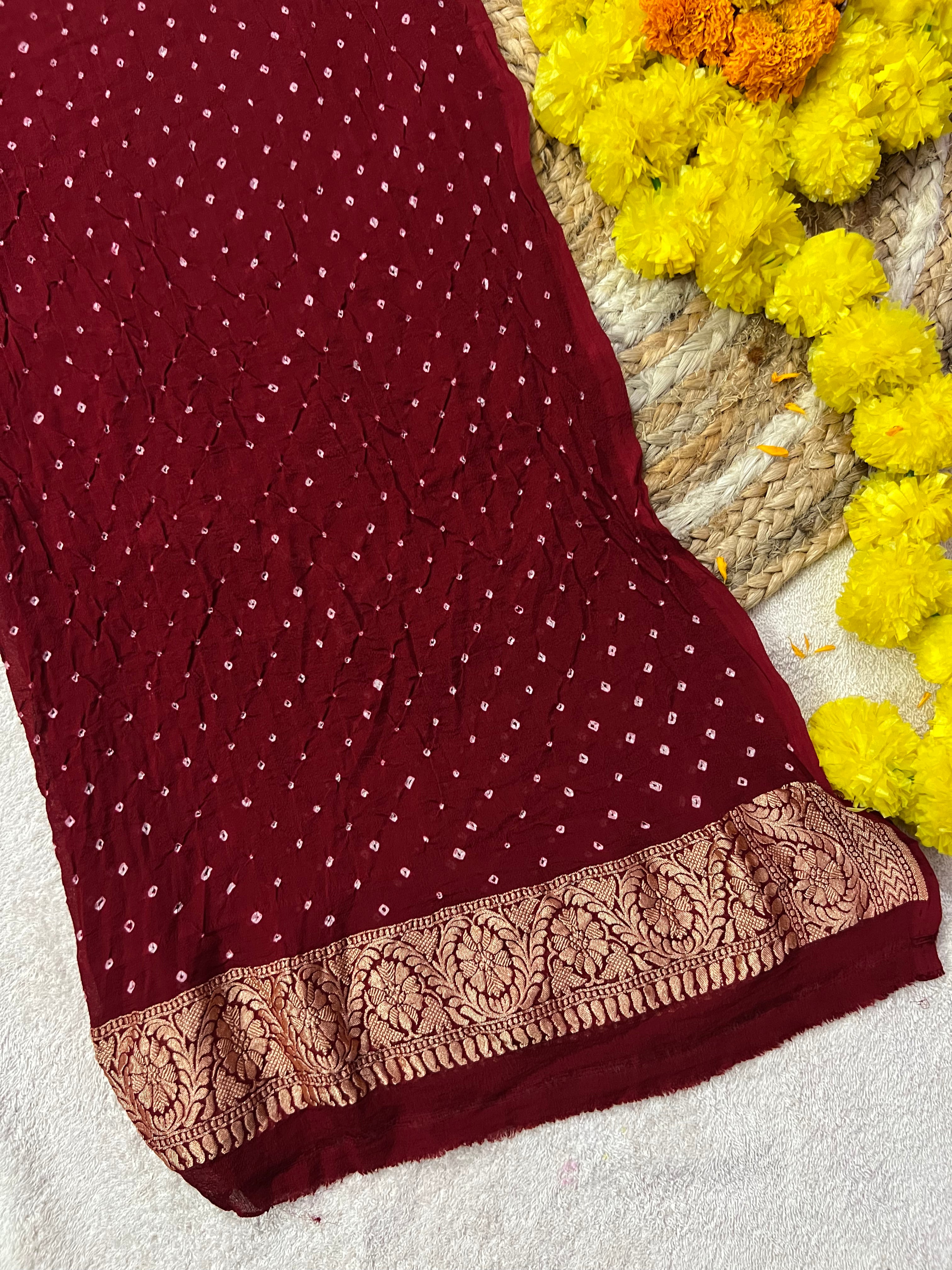 Georgette Handloom Bandhej Saree
