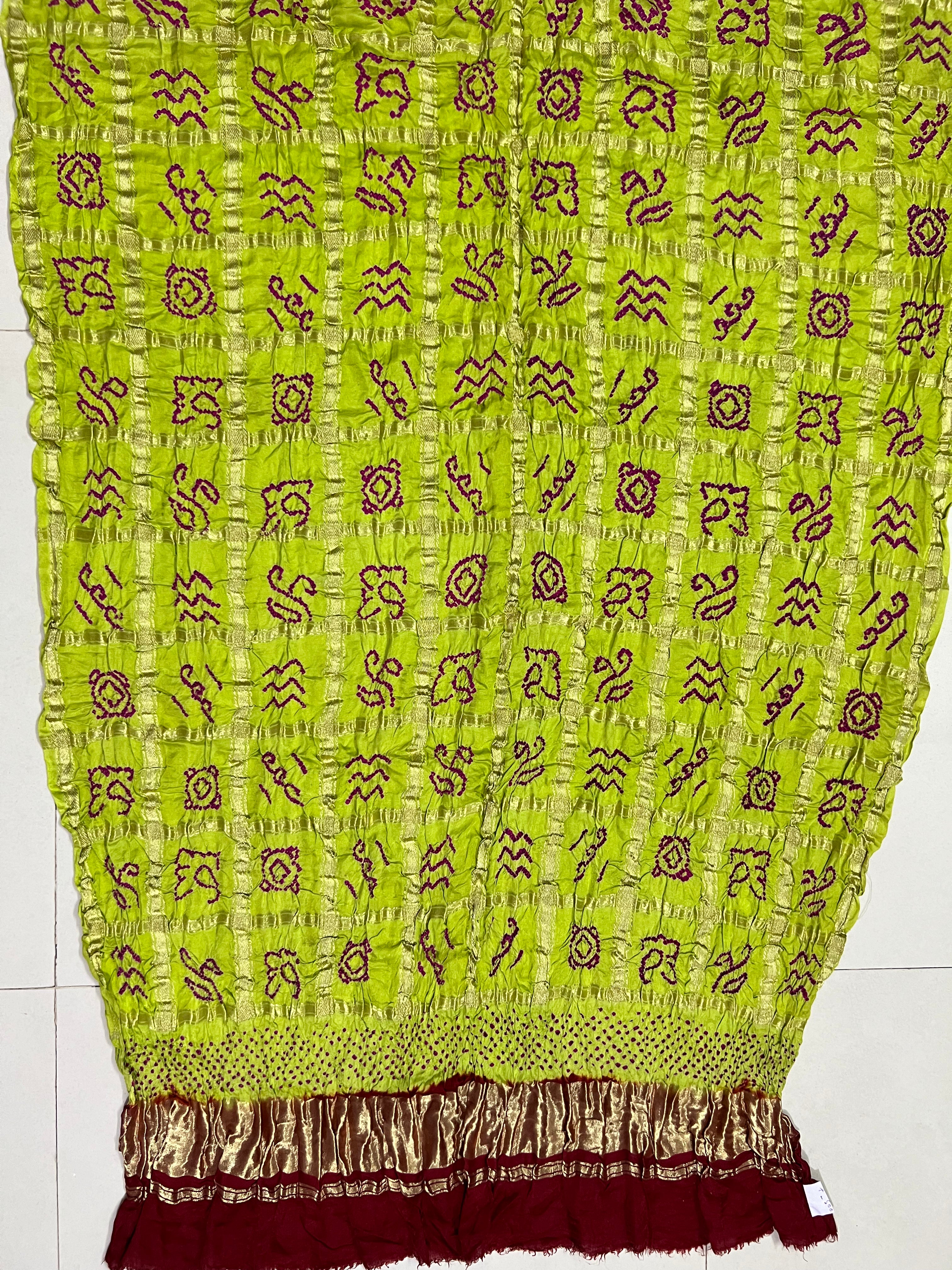 Gaji Silk Checks Bandhej Dupatta