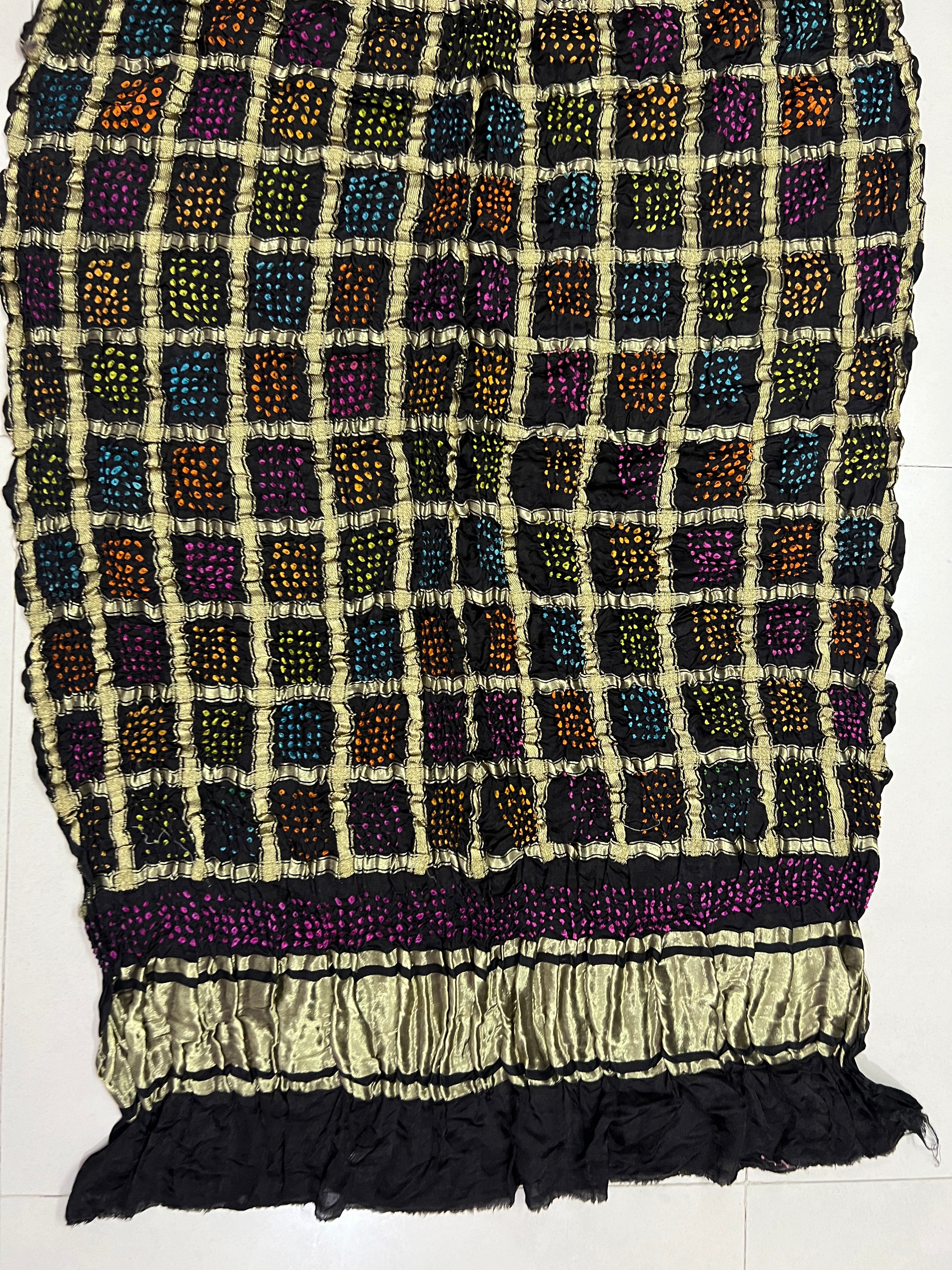 Gaji Silk Checks Bandhej Dupatta