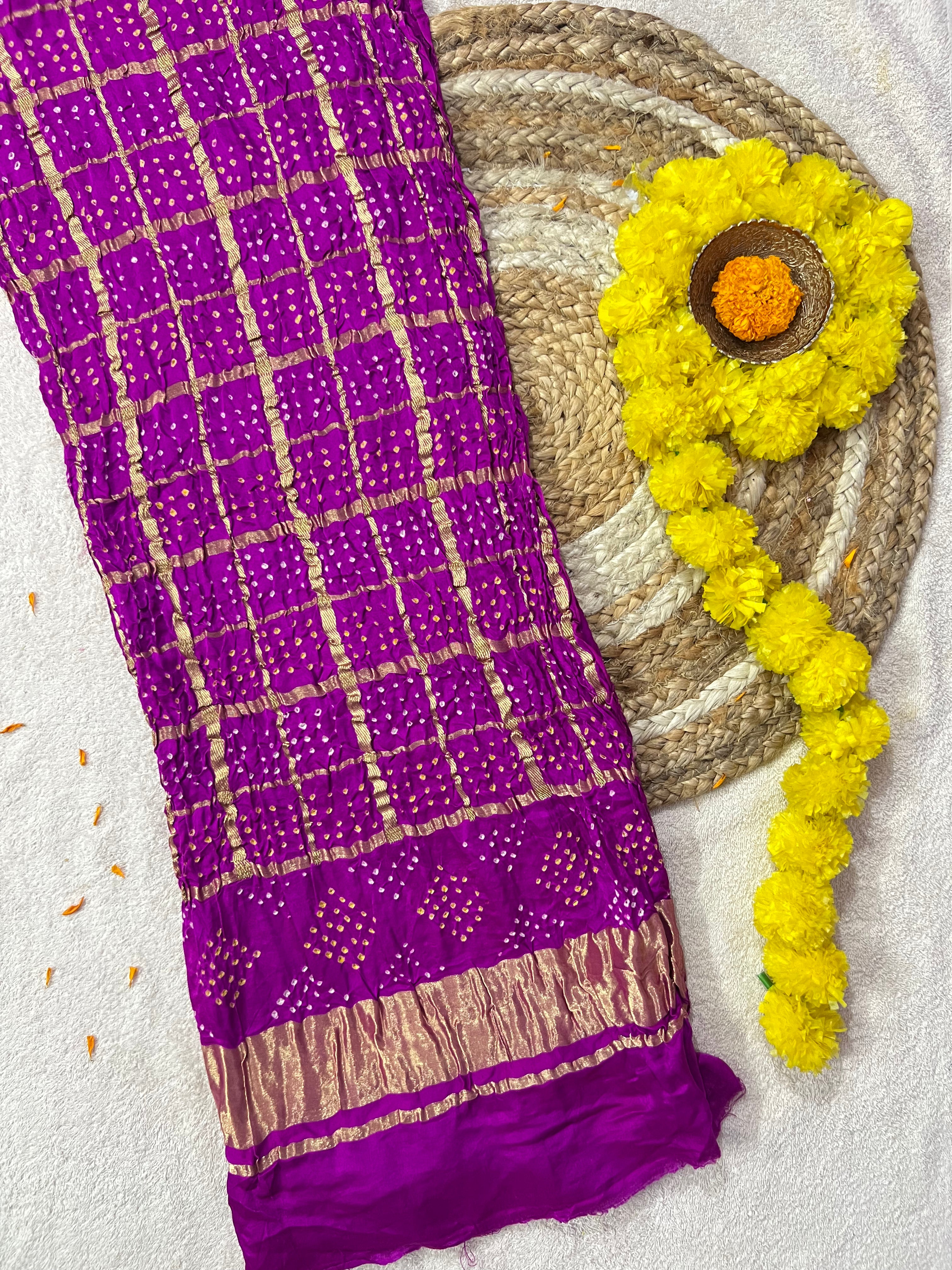 Gaji Silk Checks Bandhej Dupatta Main image