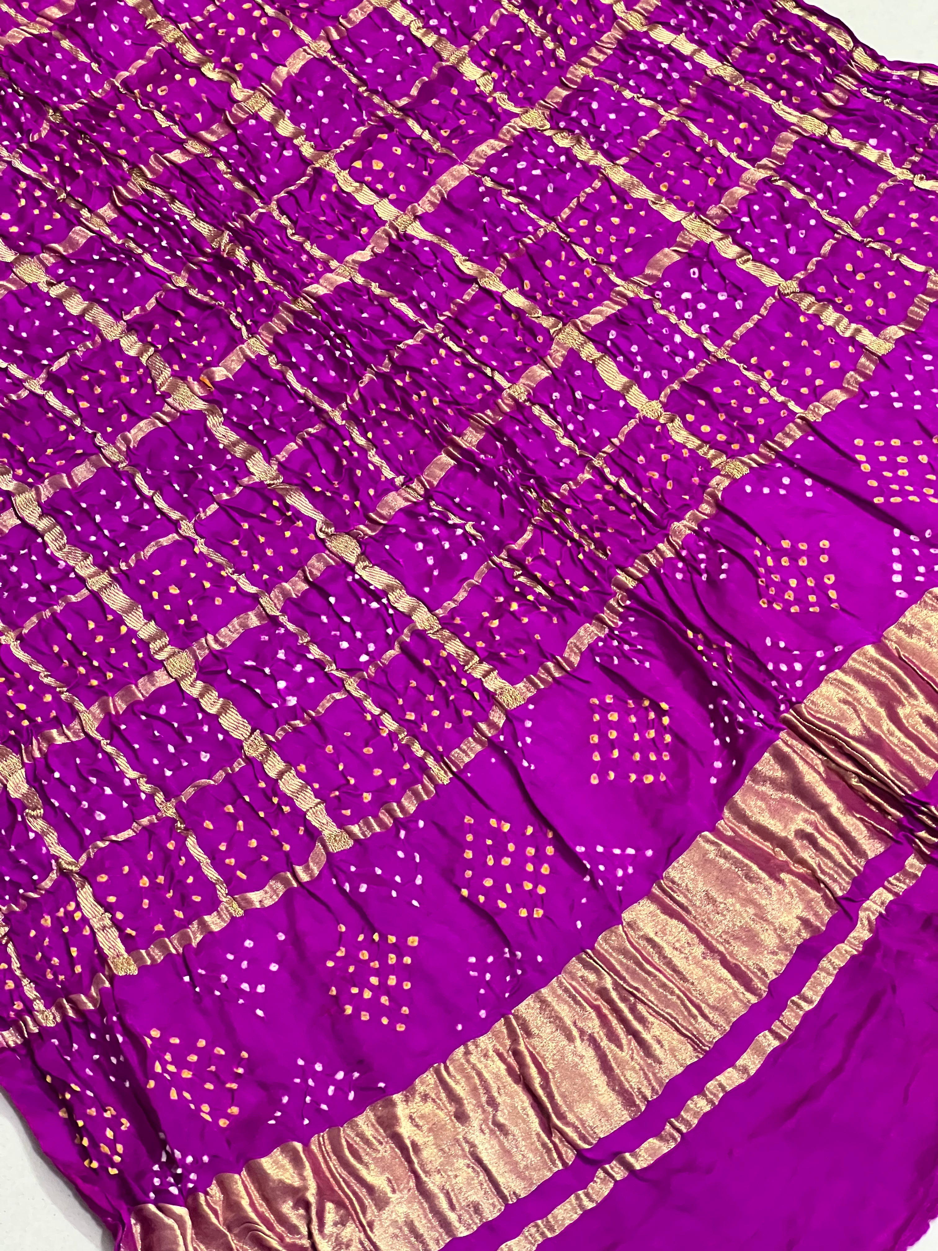 Gaji Silk Checks Bandhej Dupatta