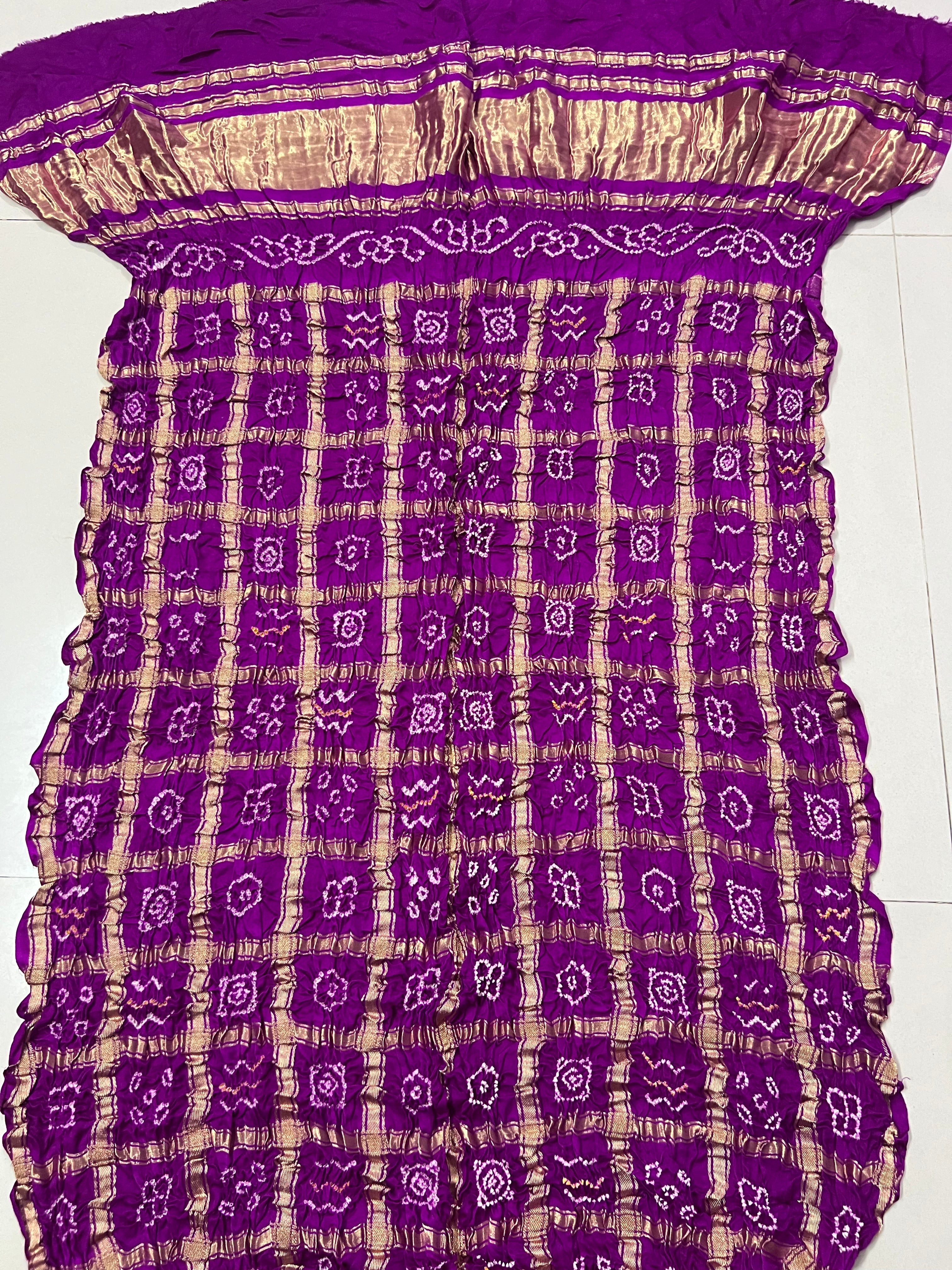 Gaji Silk Checks Bandhej Dupatta