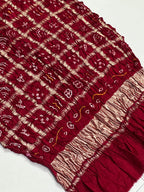 Gaji Silk Checks Bandhej Dupatta