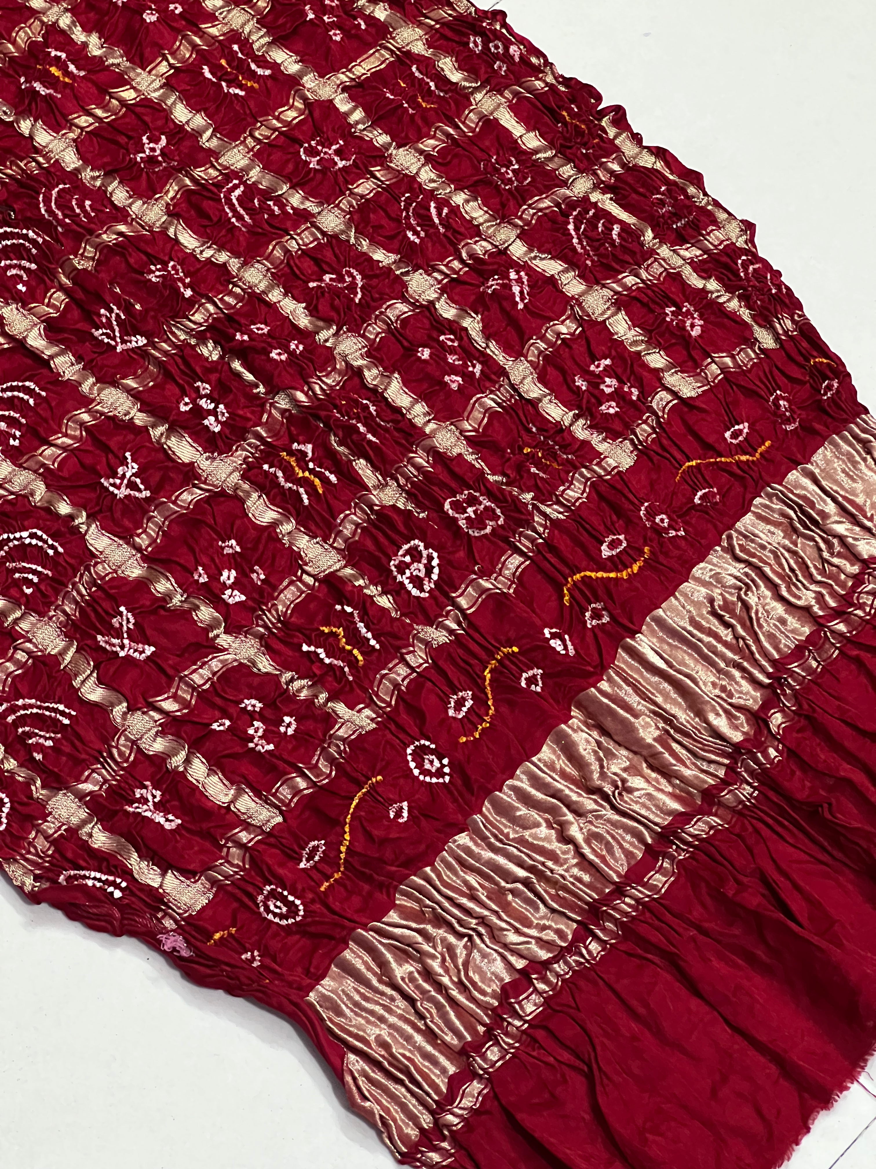 Gaji Silk Checks Bandhej Dupatta