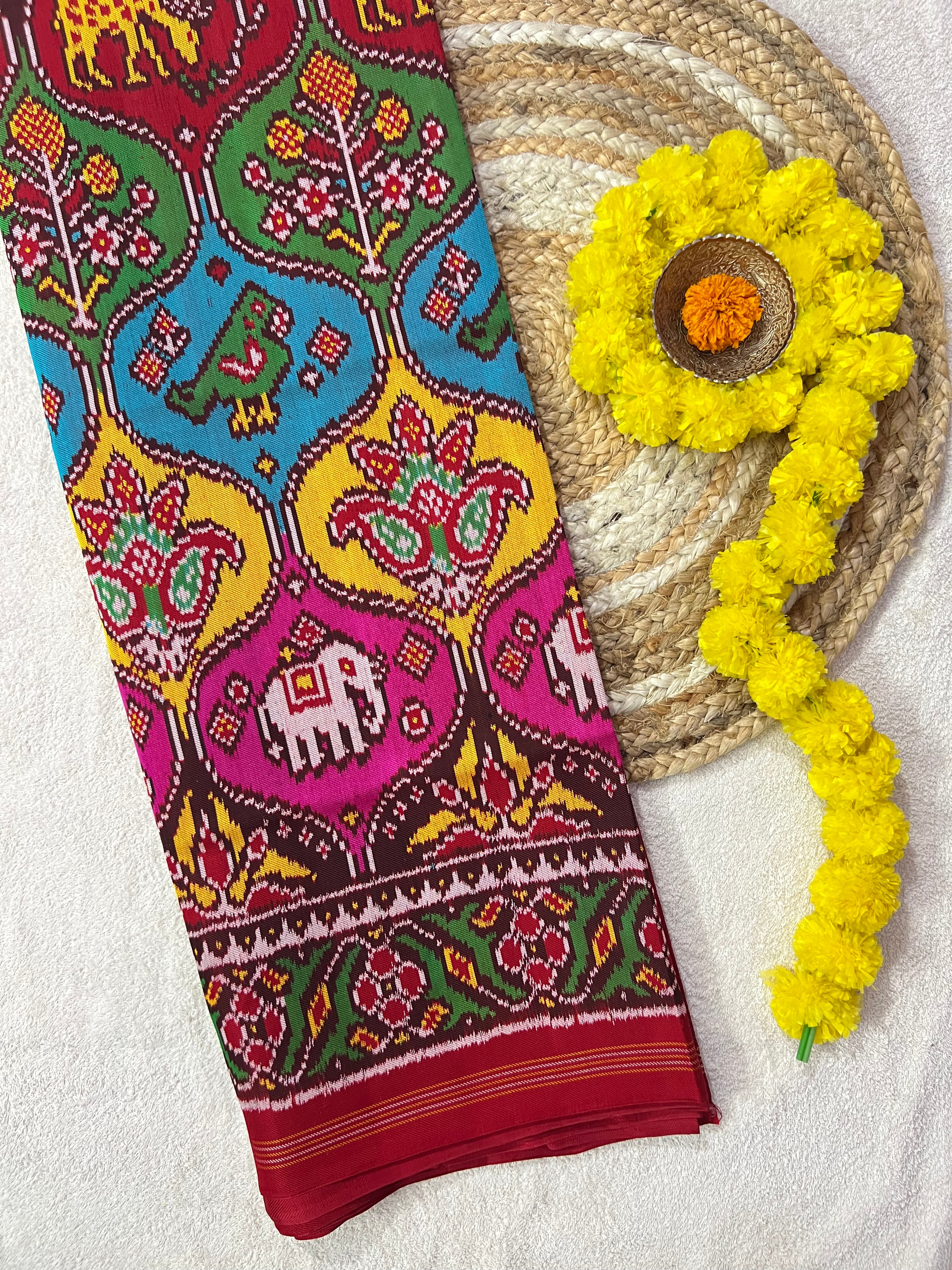 Twill Weaving Handwoven Patola Silk Saree