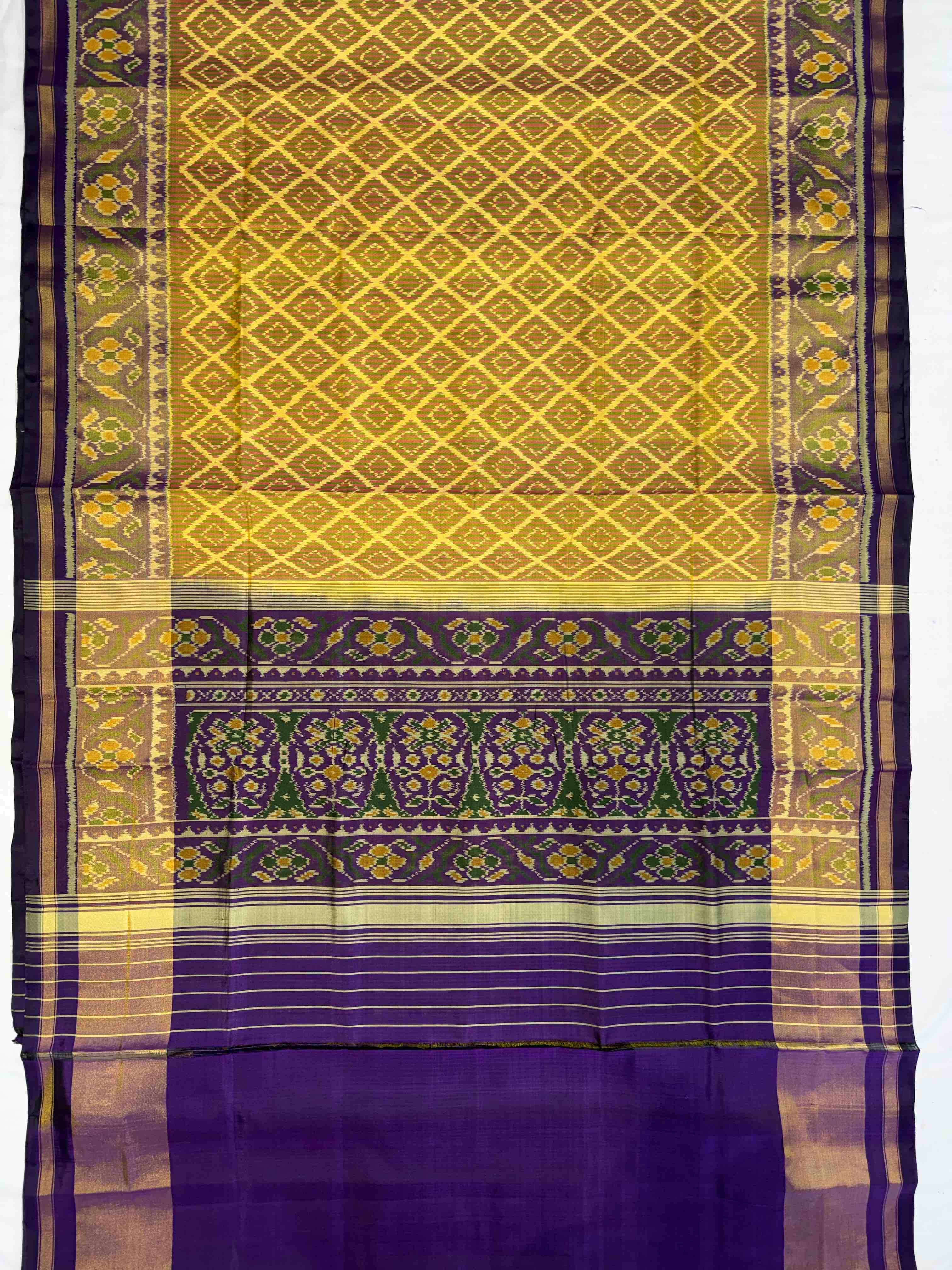 Mustard and Purple Tradition Design Handwoven Patola Silk Saree Secondary image