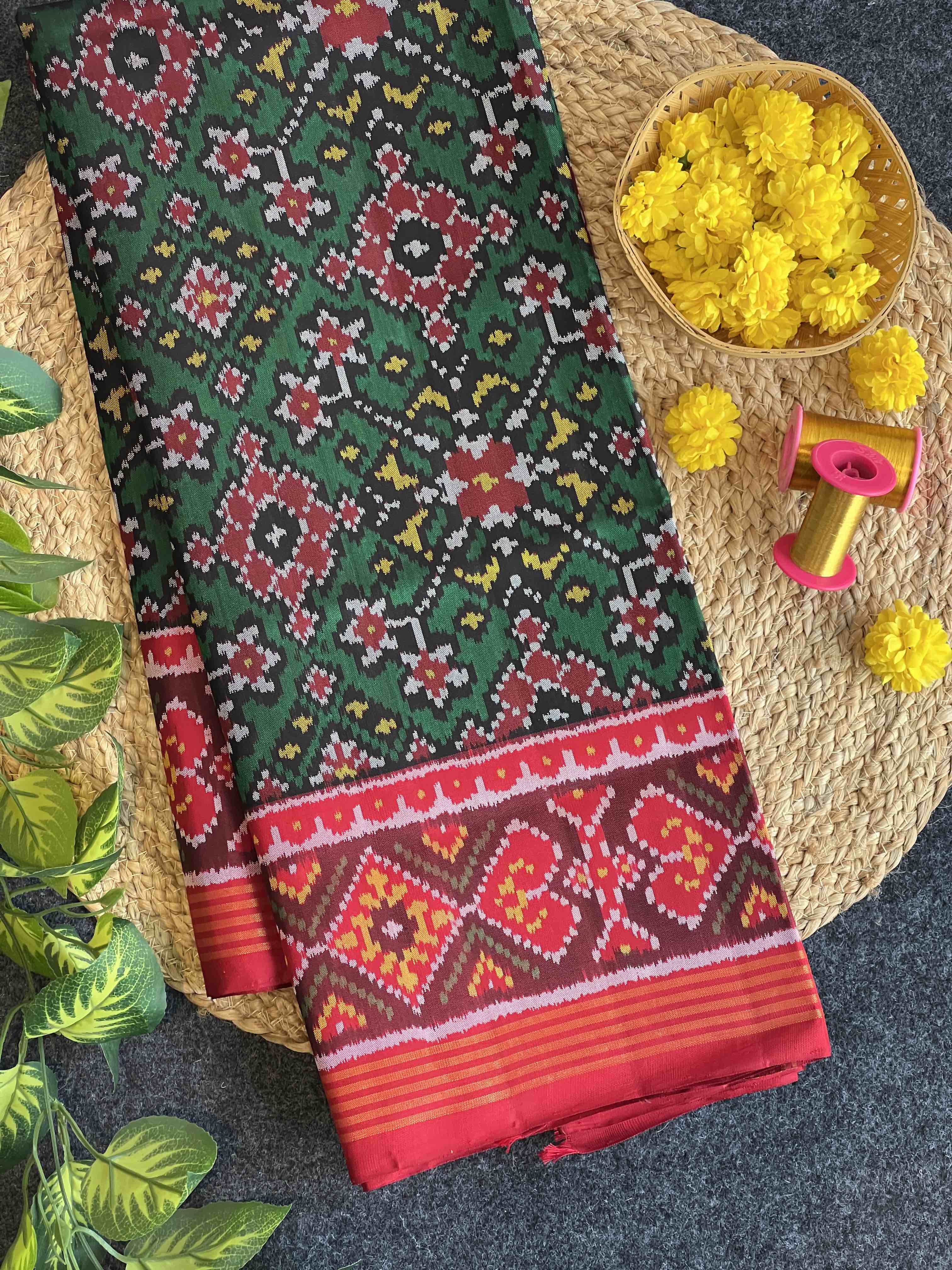 Handwoven Patola Silk Saree Traditional Navratna