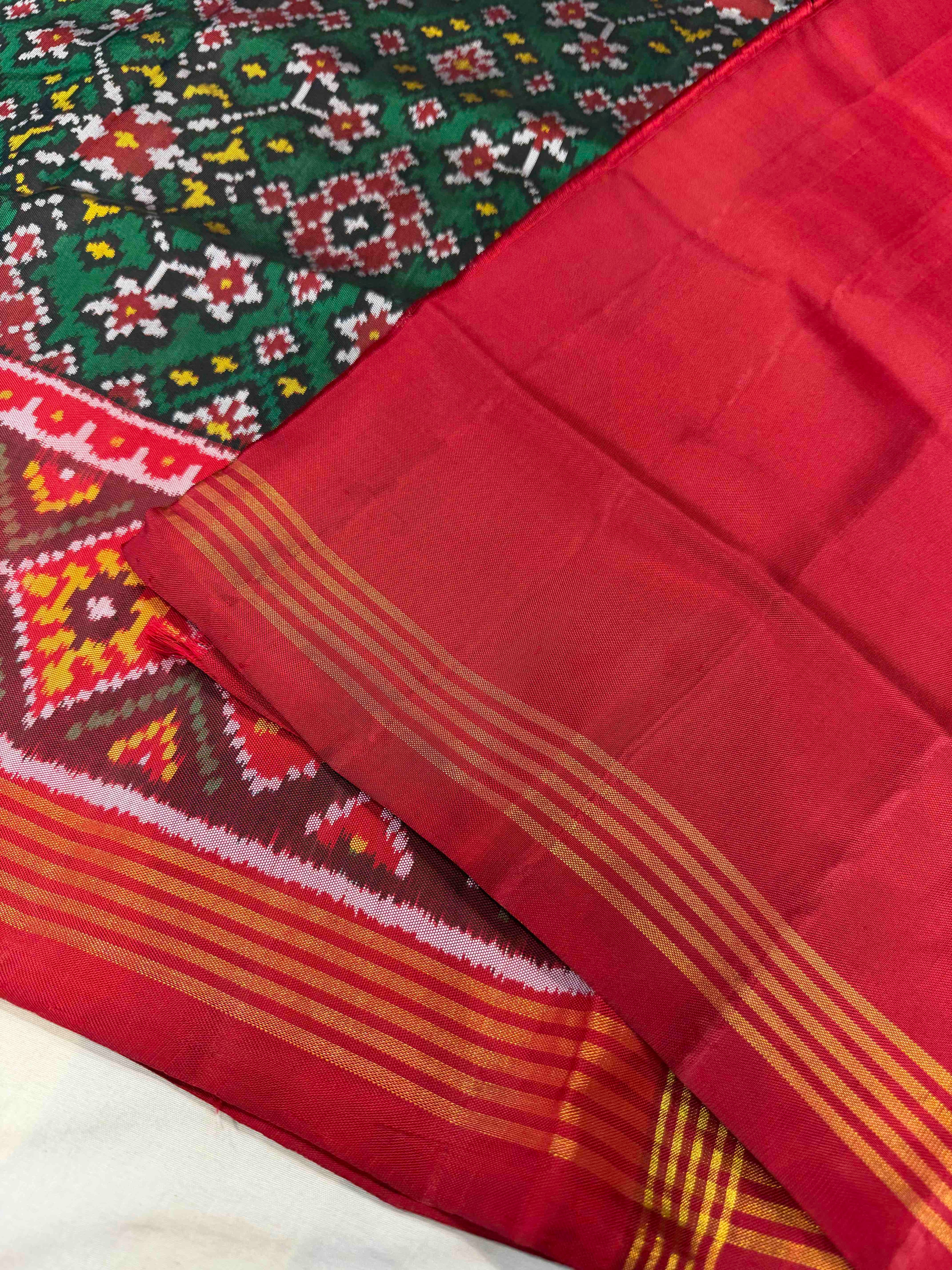 Handwoven Patola Silk Saree Traditional Navratna