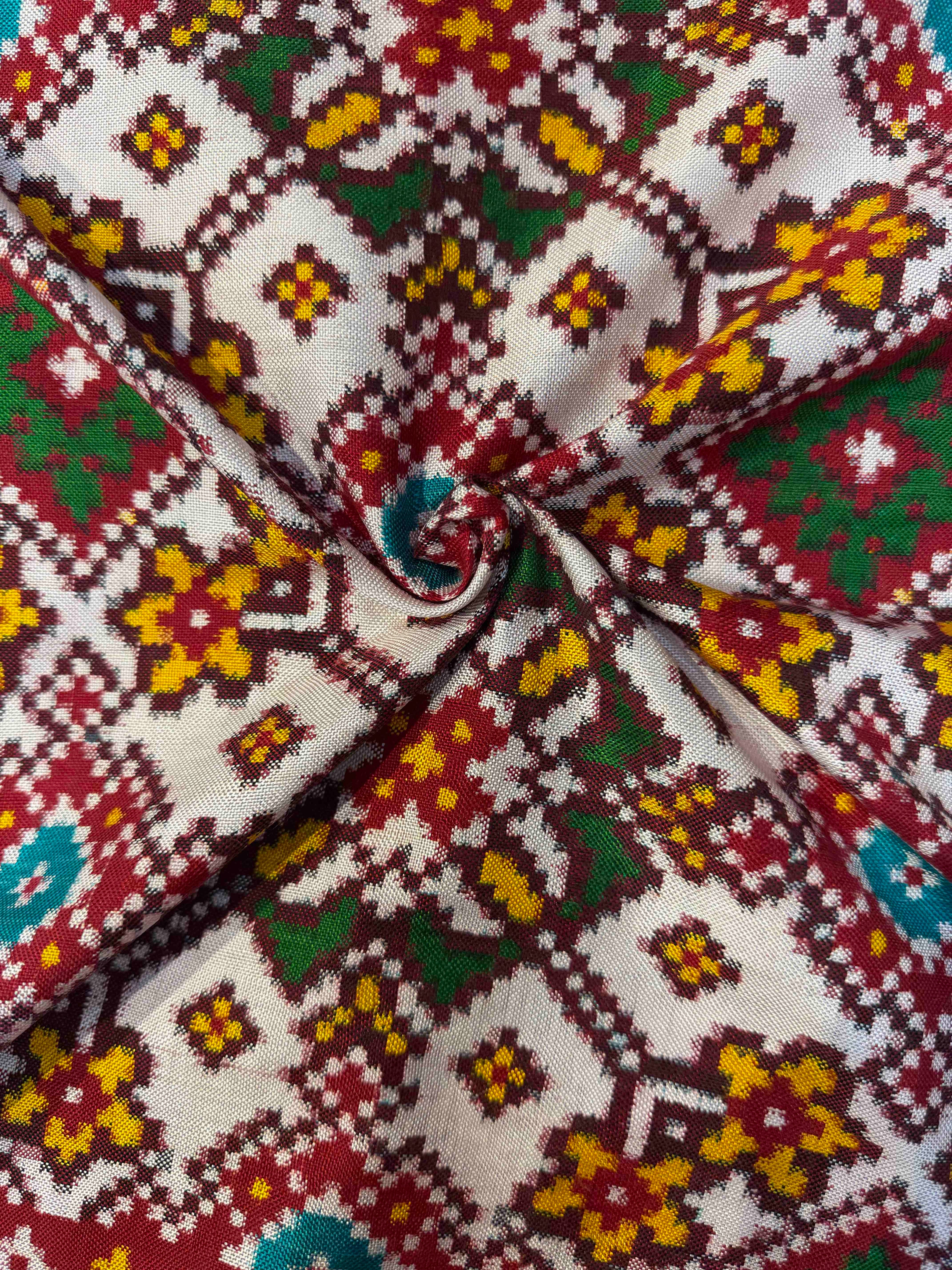 Handwoven Double Ikat Patola Silk Saree White Navratna