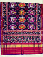 Handwoven Patola Silk Saree Twill Weaving  Star Motif