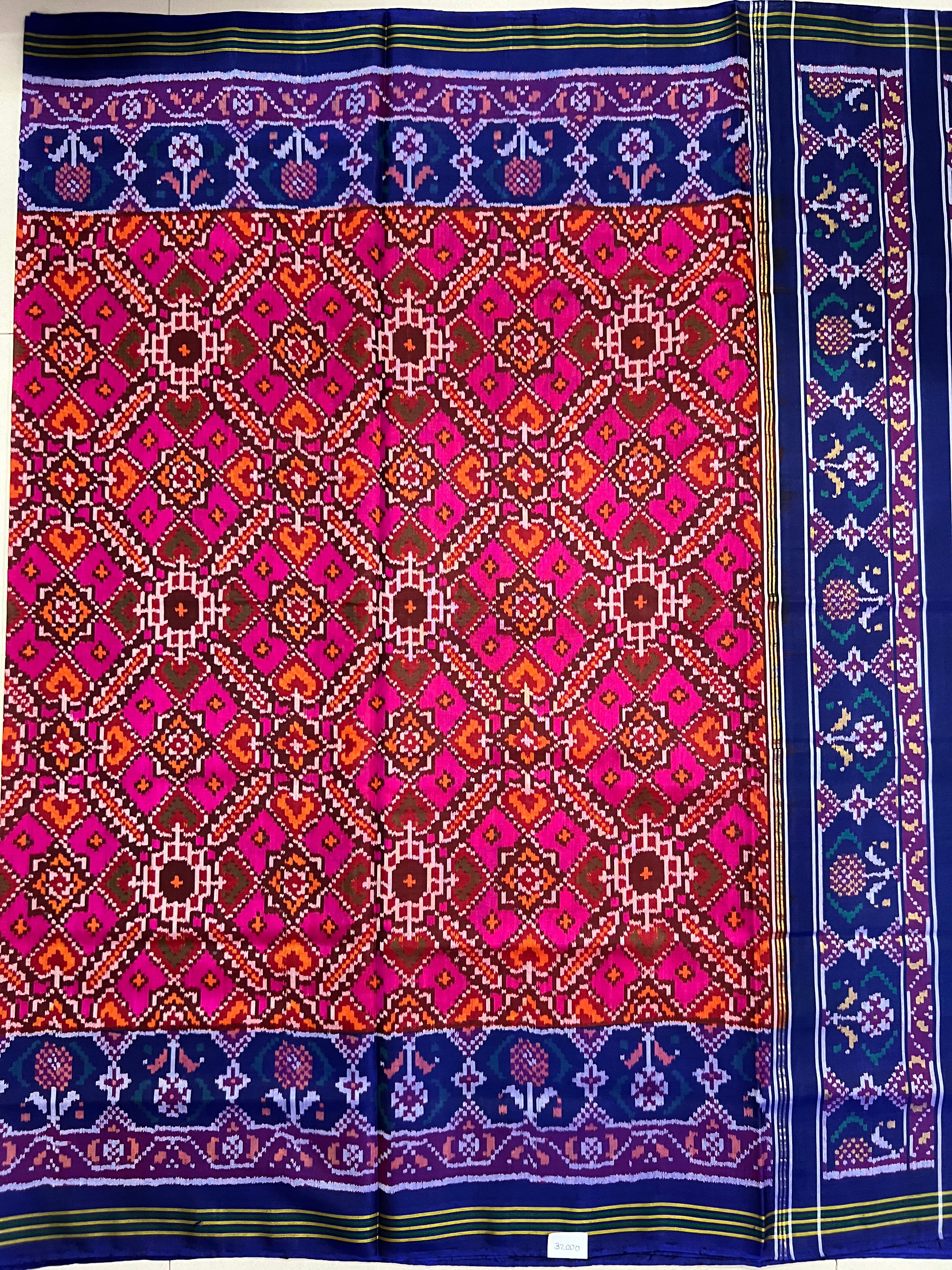 Handwoven Patola Silk Saree Manekchowk Pink And Blue