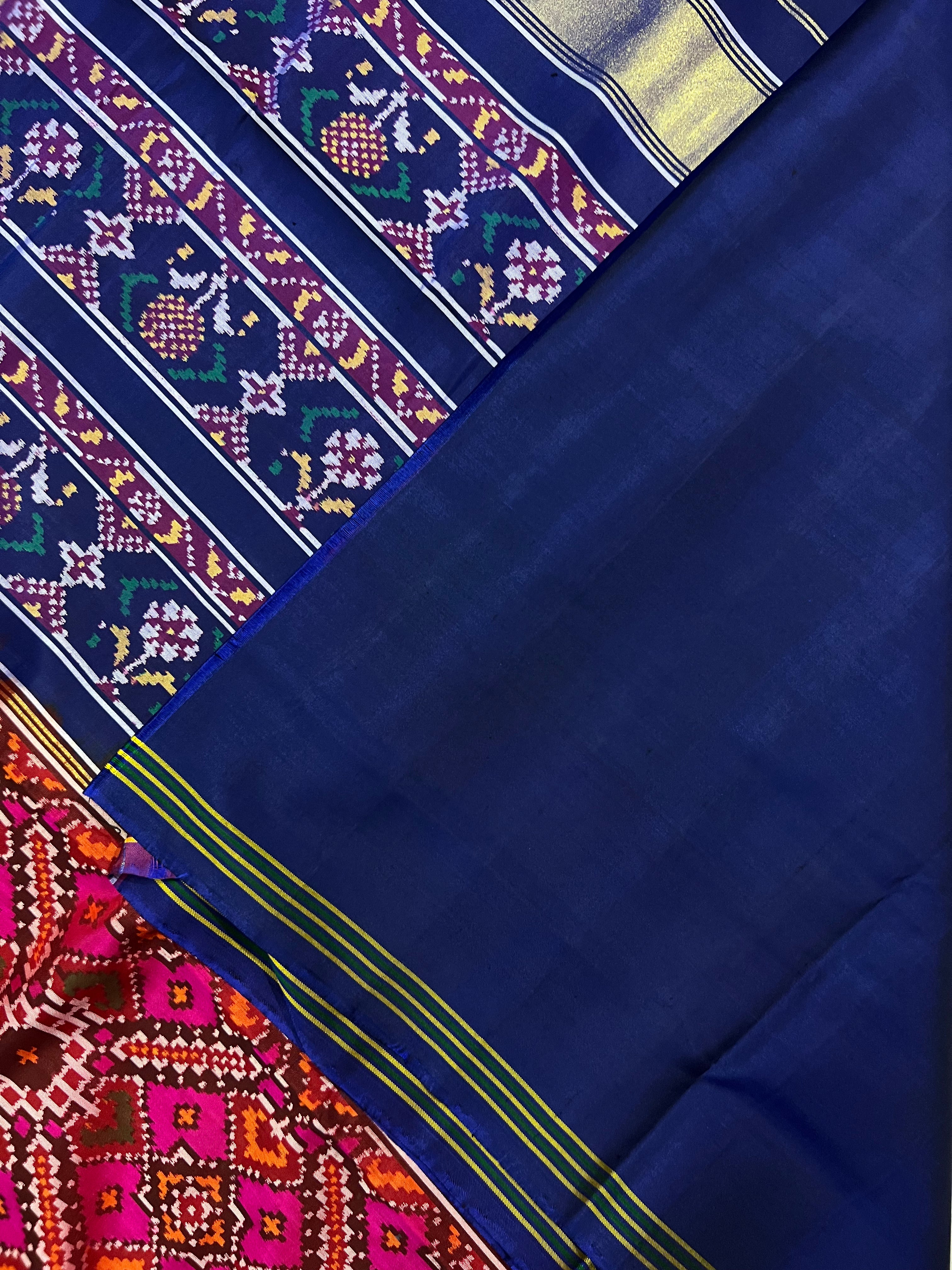 Handwoven Patola Silk Saree Manekchowk Pink And Blue