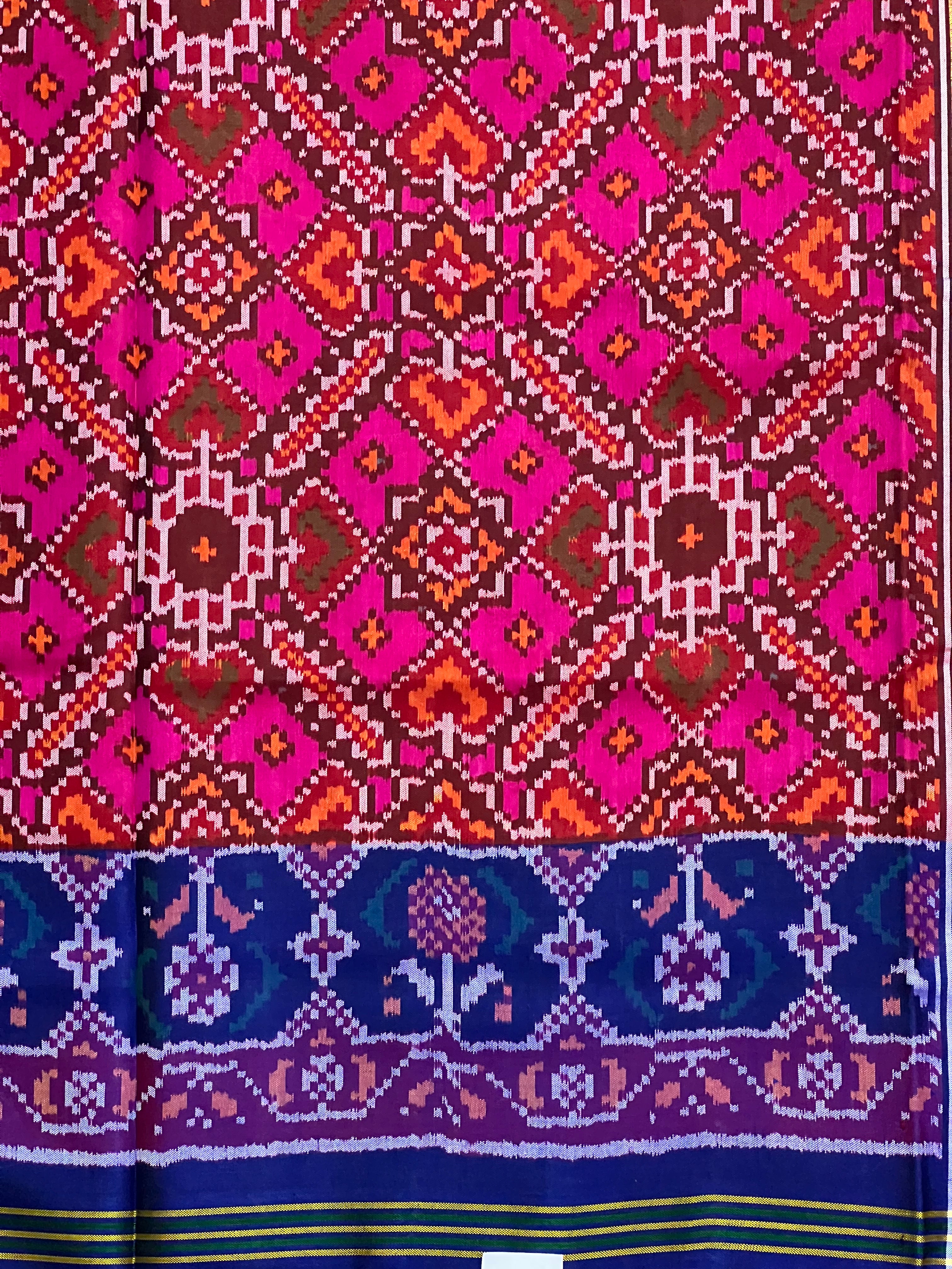 Handwoven Patola Silk Saree Manekchowk Pink And Blue