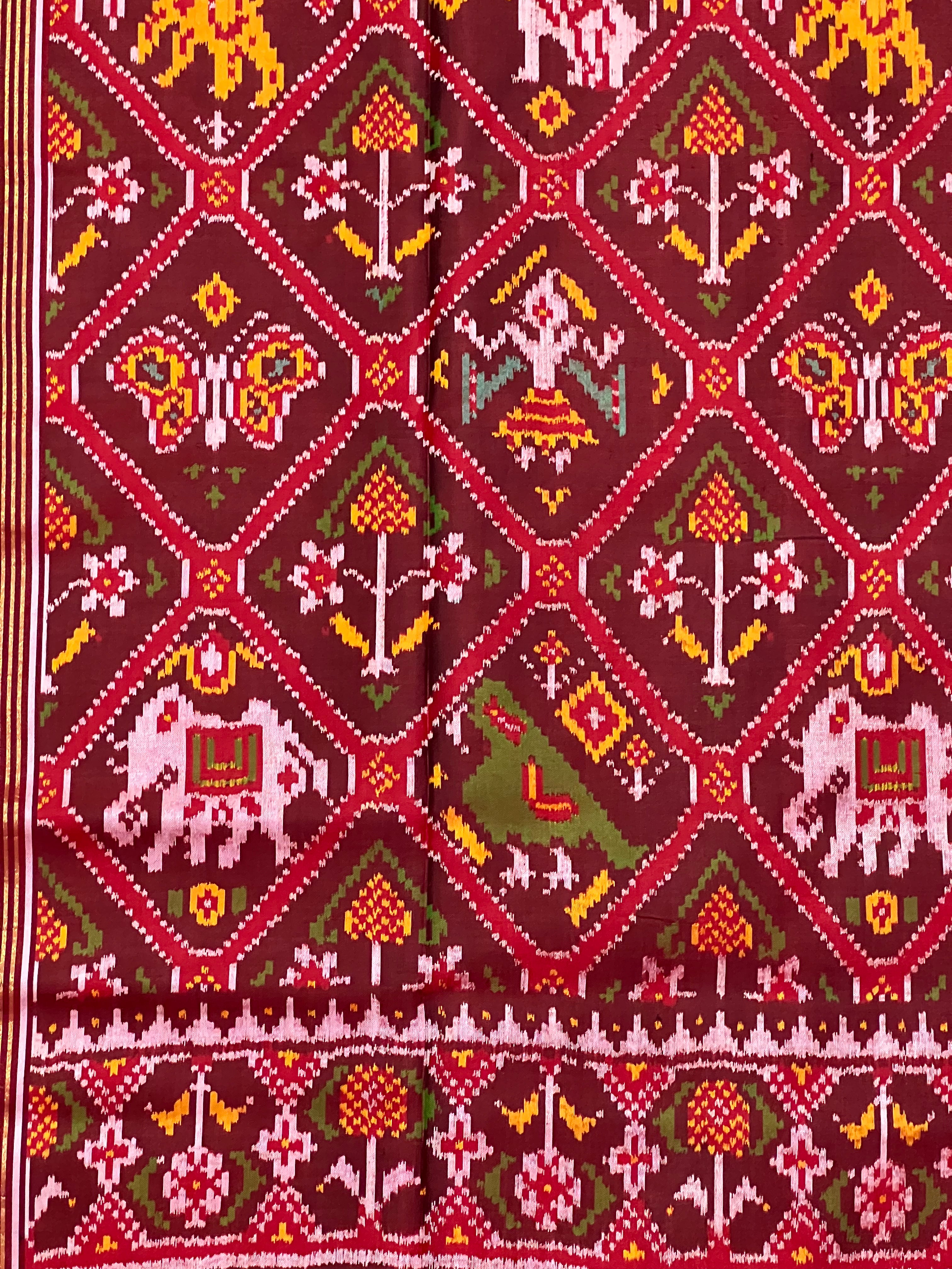 Handwoven Patola Silk Saree Adtala Design