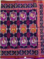 Handwoven Patola Silk Saree Twill Weaving  Star Motif